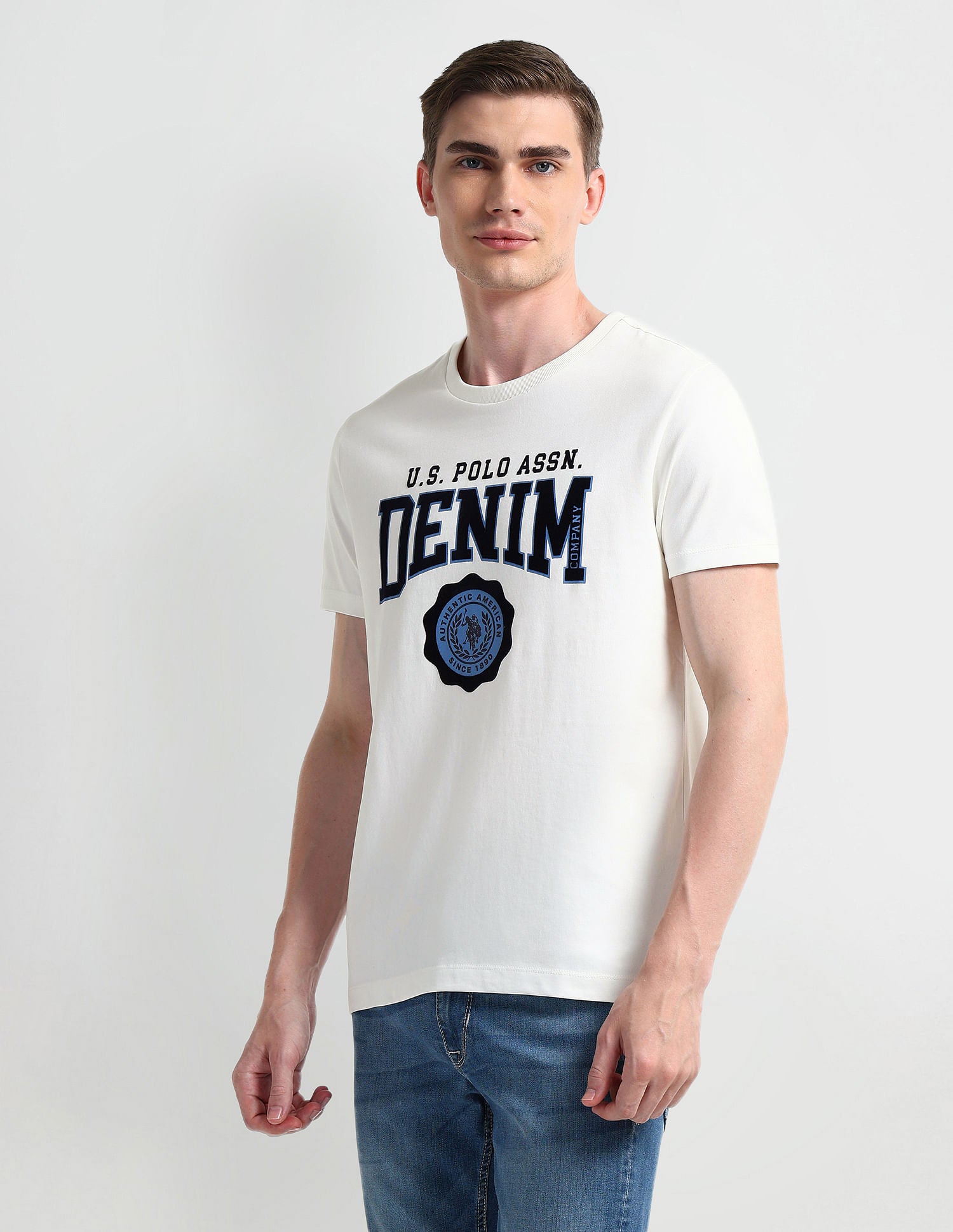 Muscle fit Logo Cotton T-Shirt White - U.S. POLO ASSN. | Large