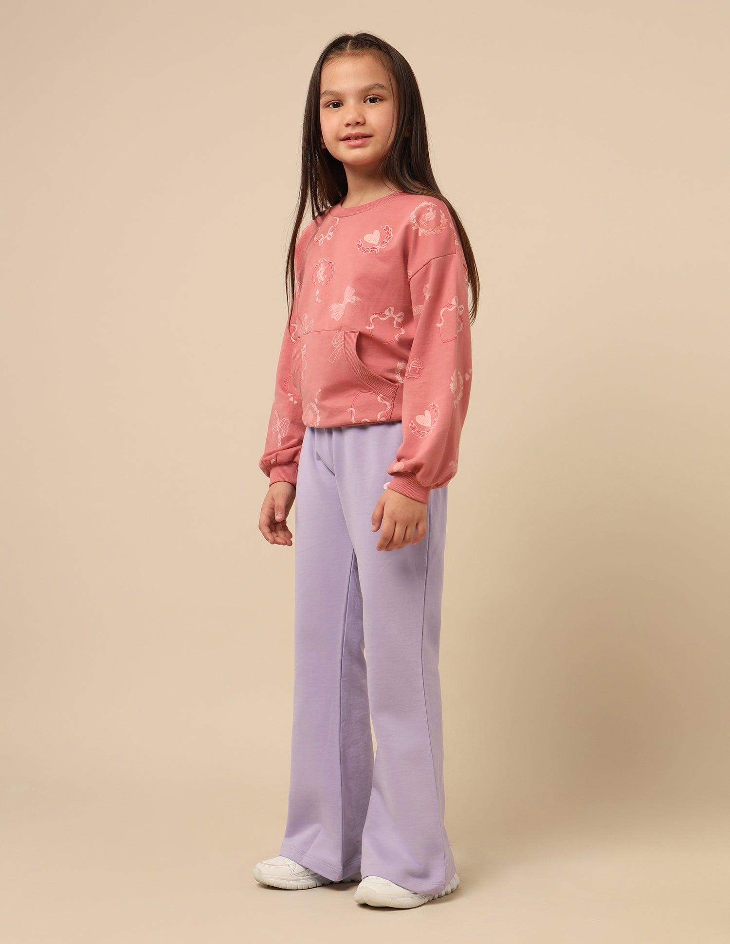 Girls Solid Bootcut Track Pants Lavender - U.S. POLO ASSN. | Large