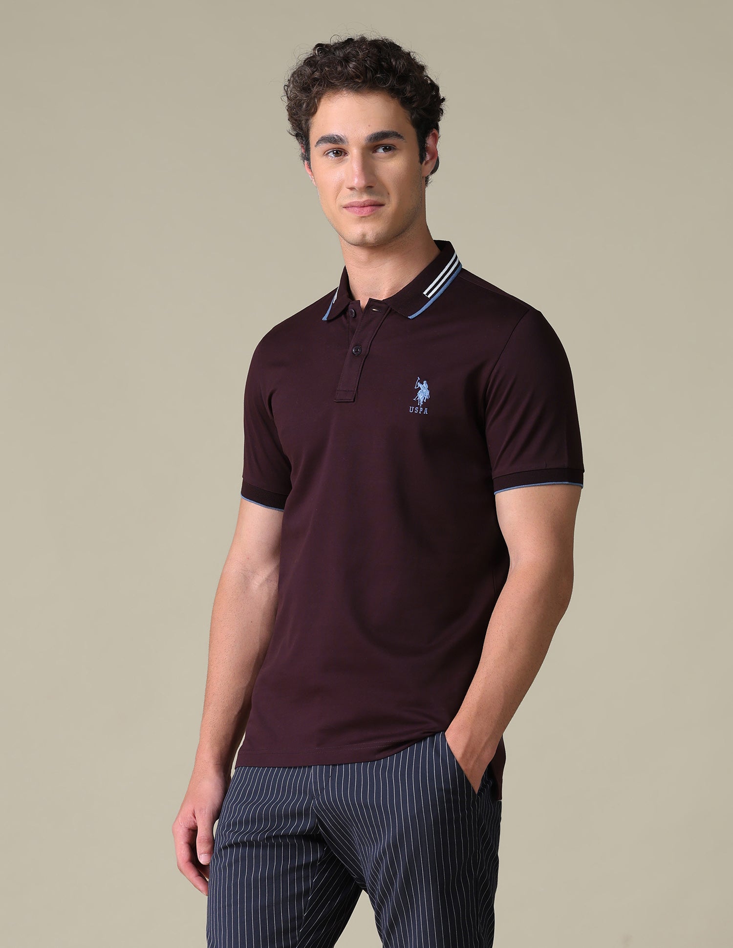 Regular Fit Solid Polo Shirt Purple - U.S. Polo Assn. India | Large
