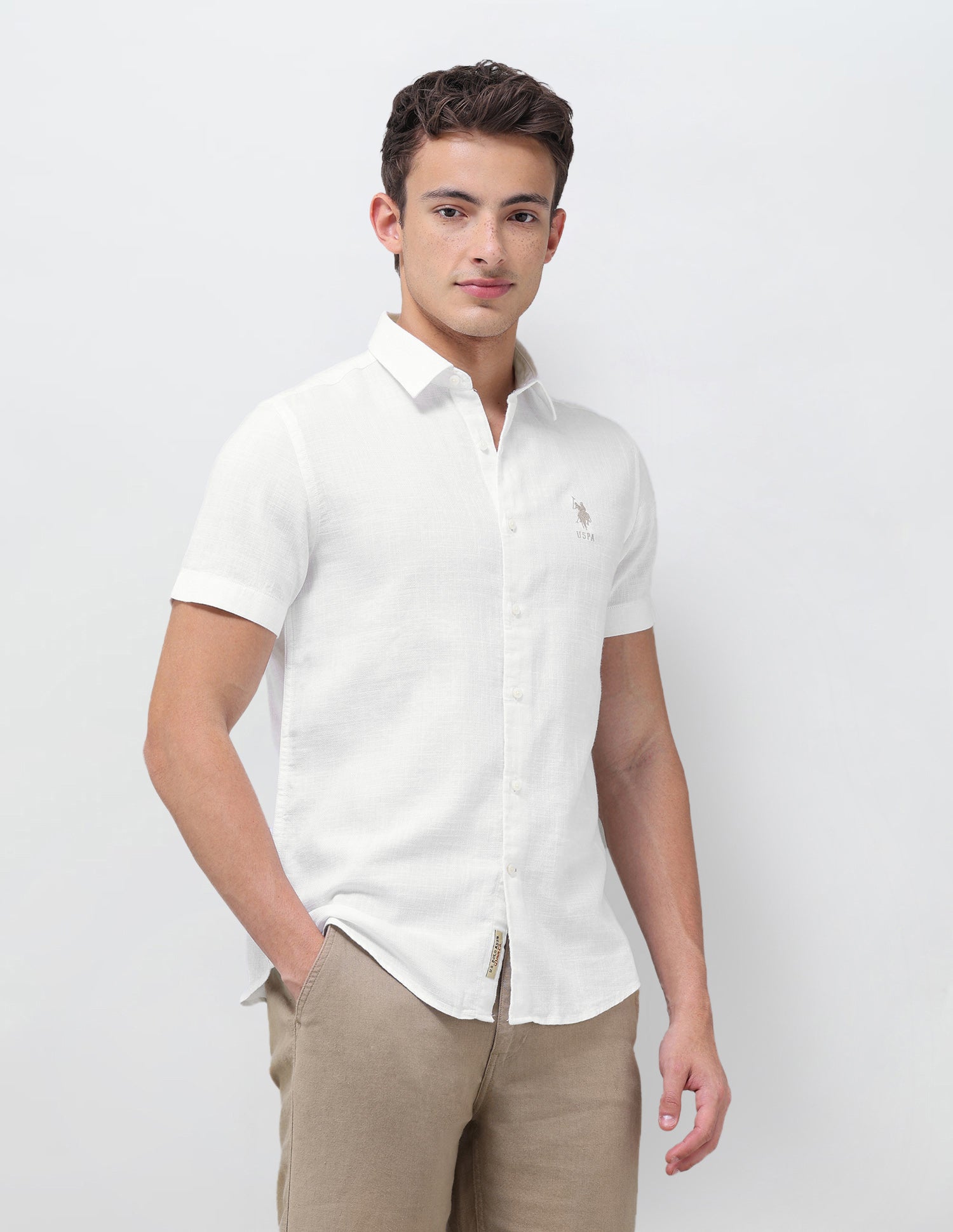 Solid Regular Fit Shirt White - U.S. Polo Assn. India | Large