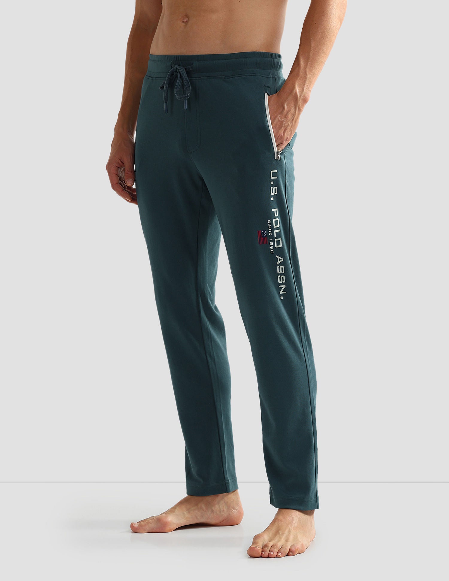Mid Rise Solid OR002 Lounge Track Pants - Pack Of 1 Atlantic Deep - U.S. POLO ASSN. | Large