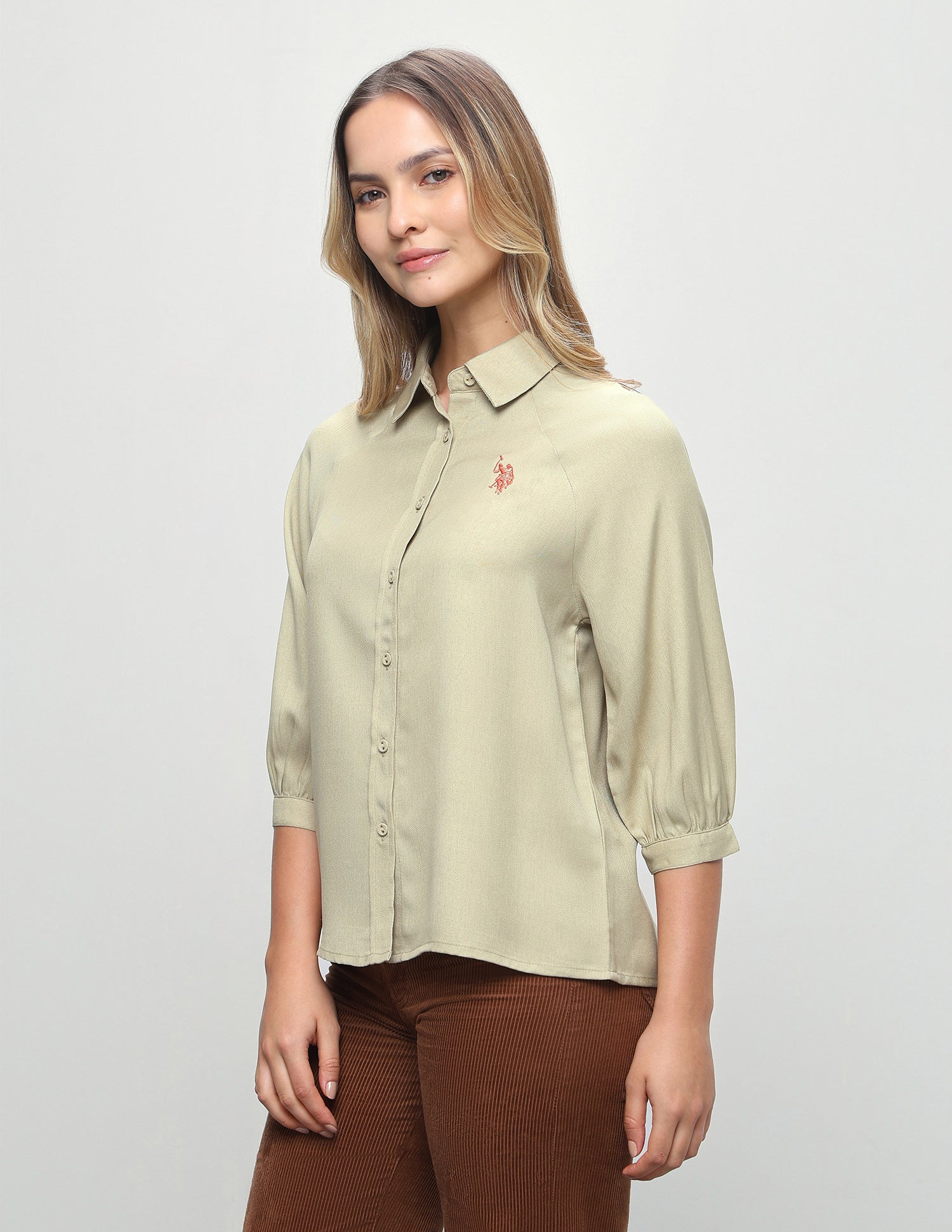 Solid Relaxed Fit Shirt Light Green - U.S. Polo Assn. India | Large