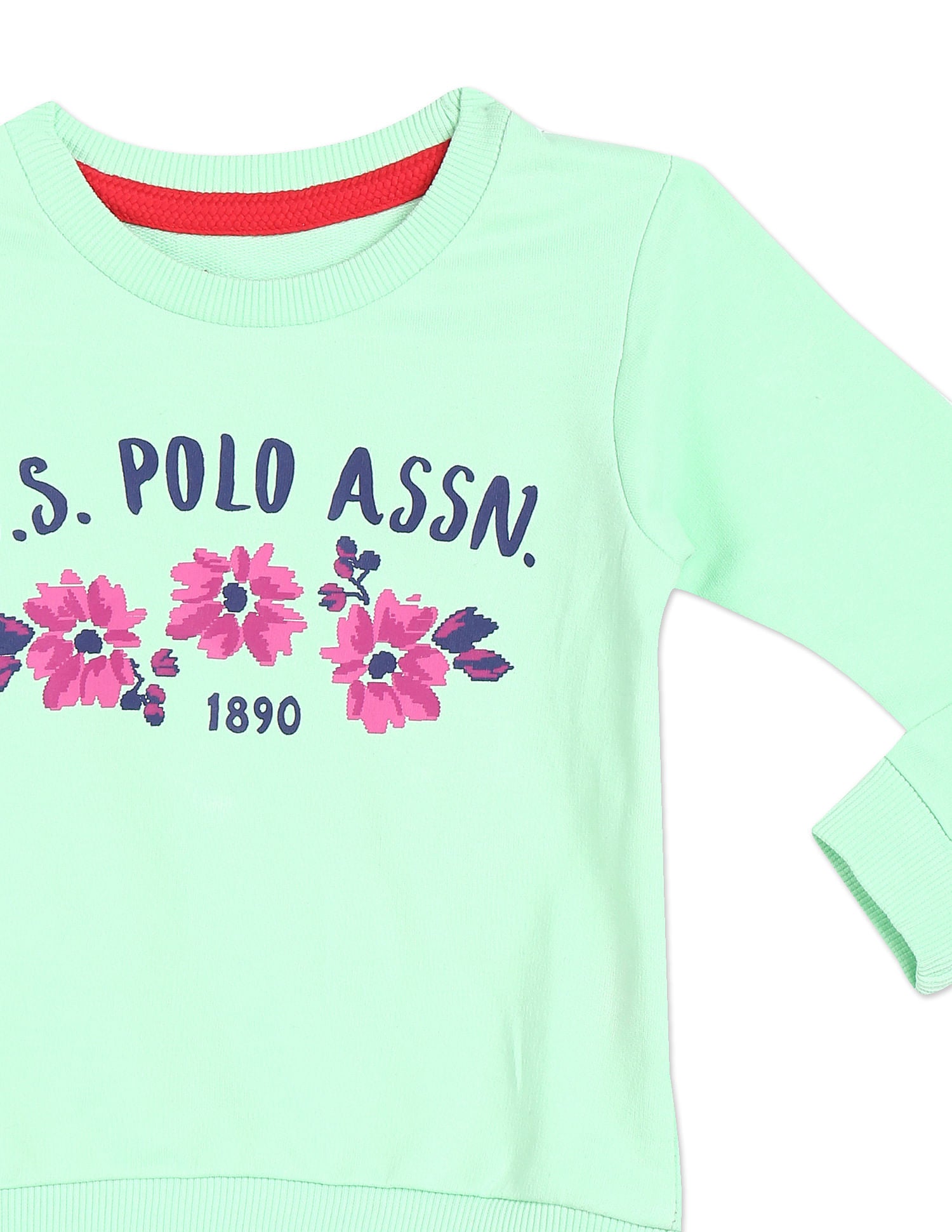 Crew Neck Printed Sweatshirt Light Green - U.S. POLO ASSN. | Large