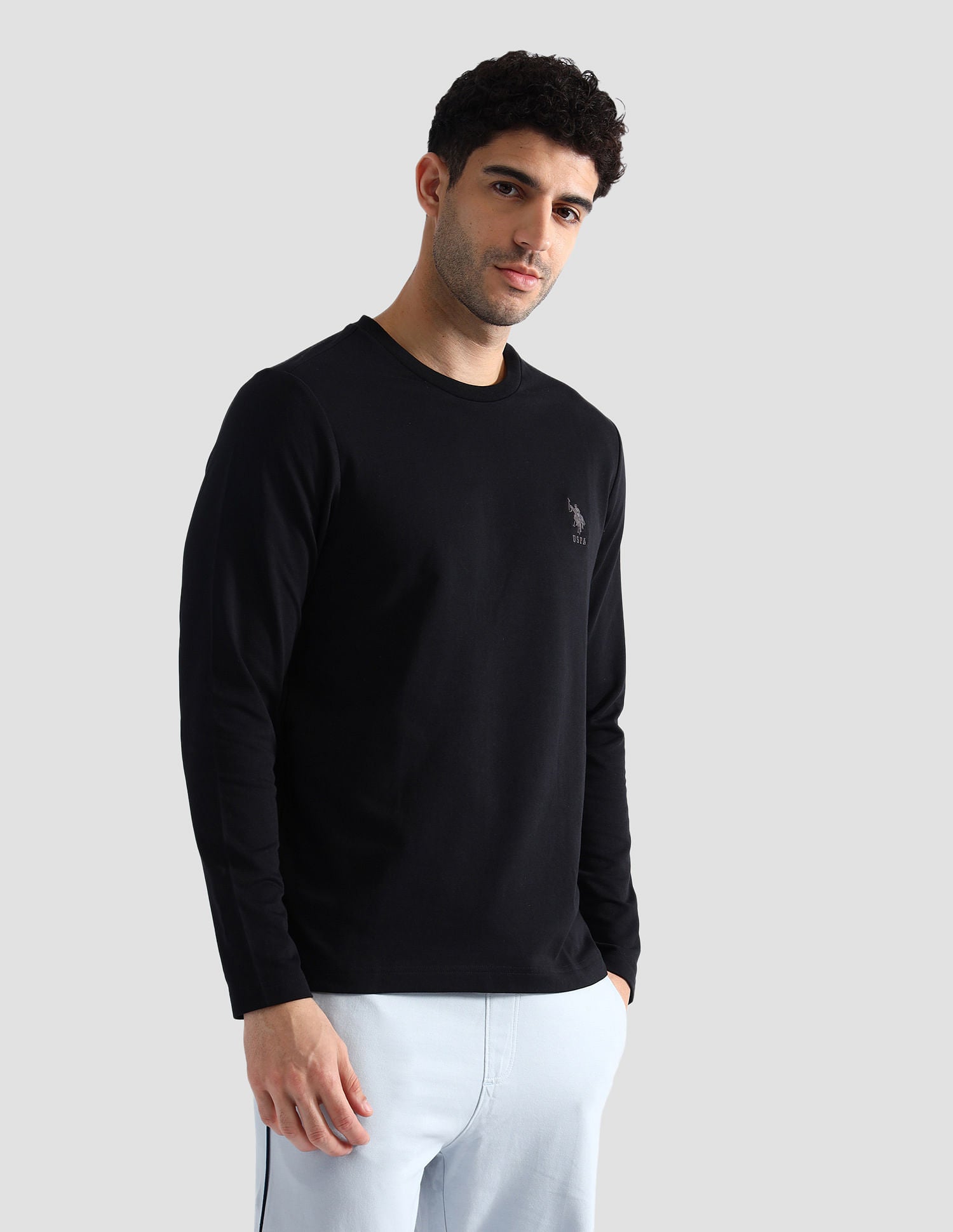 Round Neck Cotton Lounge T-Shirt Black - U.S. POLO ASSN. | Large