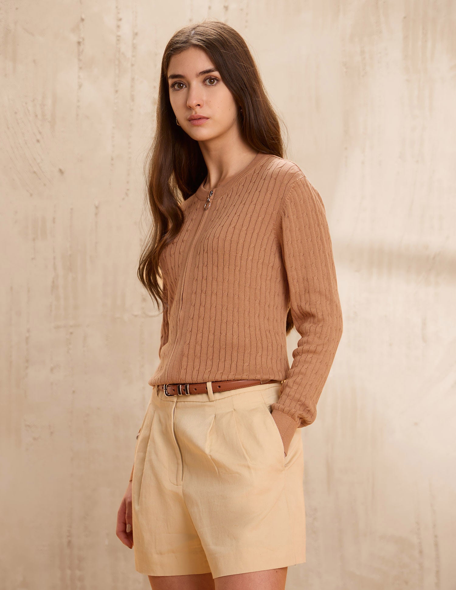 Textured Regular Fit Sweater Brown - U.S. POLO ASSN. | Large