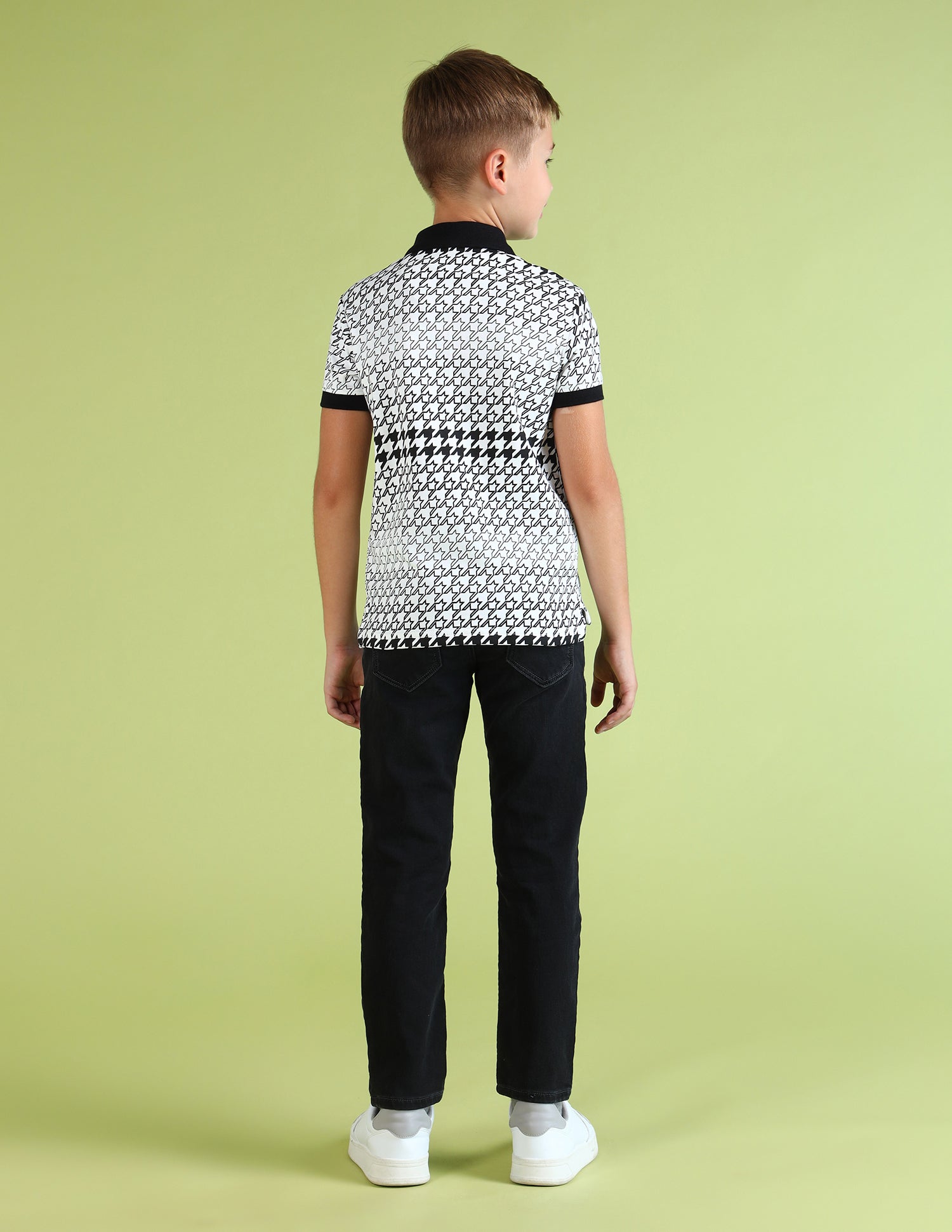 Boys All Over Printed Regular Fit Polo Shirt Black - U.S. Polo Assn. India | Large