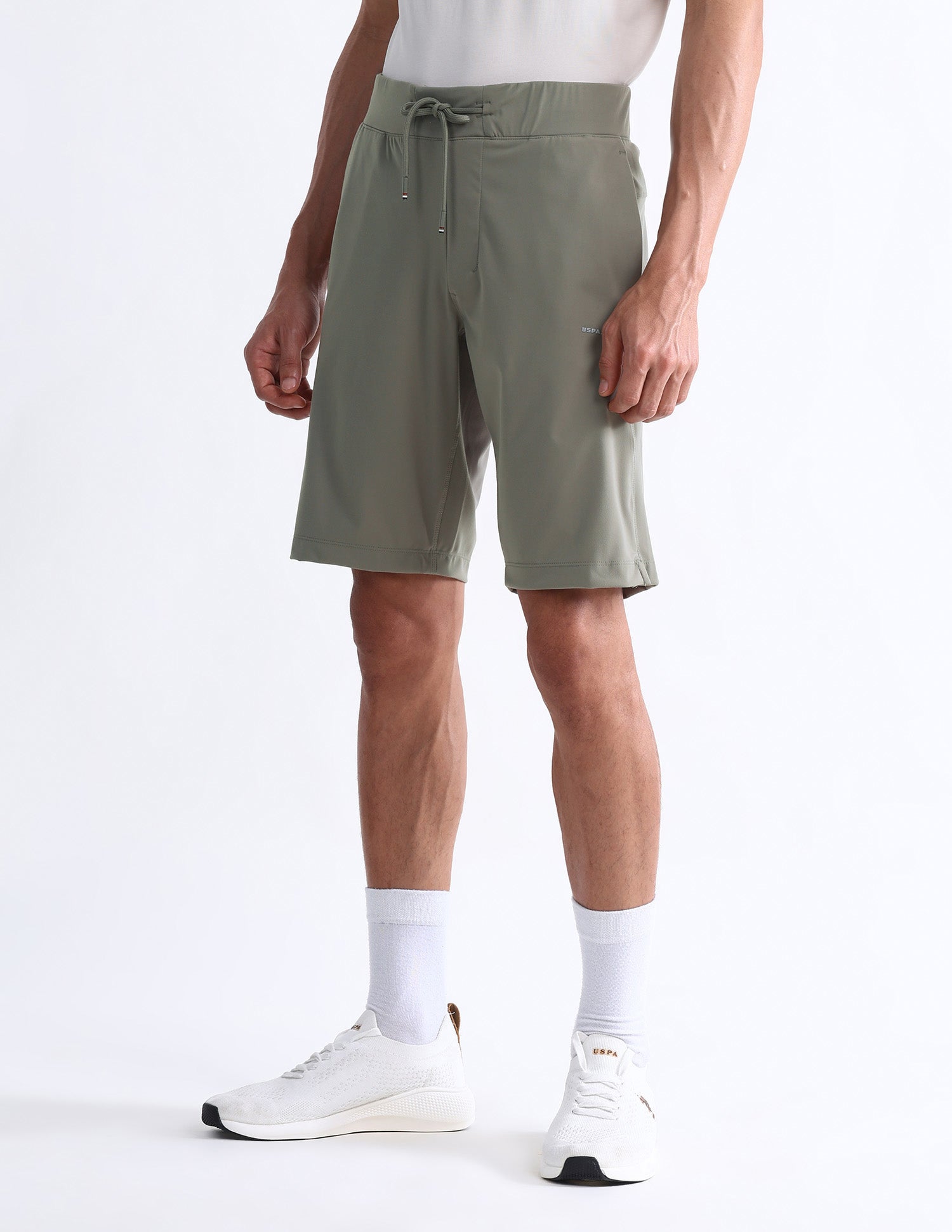 Solid Slim Fit Active Shorts Light Olive - U.S. Polo Assn. India | Large