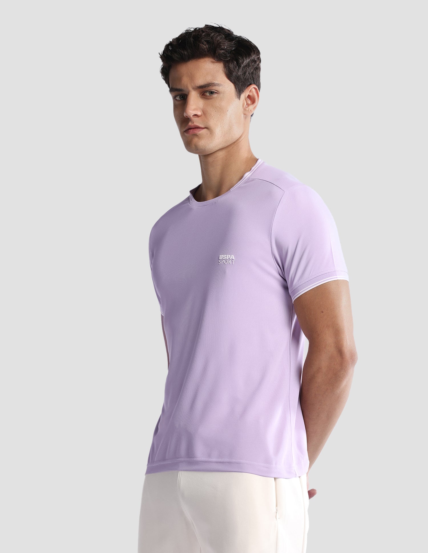 Solid Regular Fit Active T-Shirt Purple - U.S. Polo Assn. India | Large