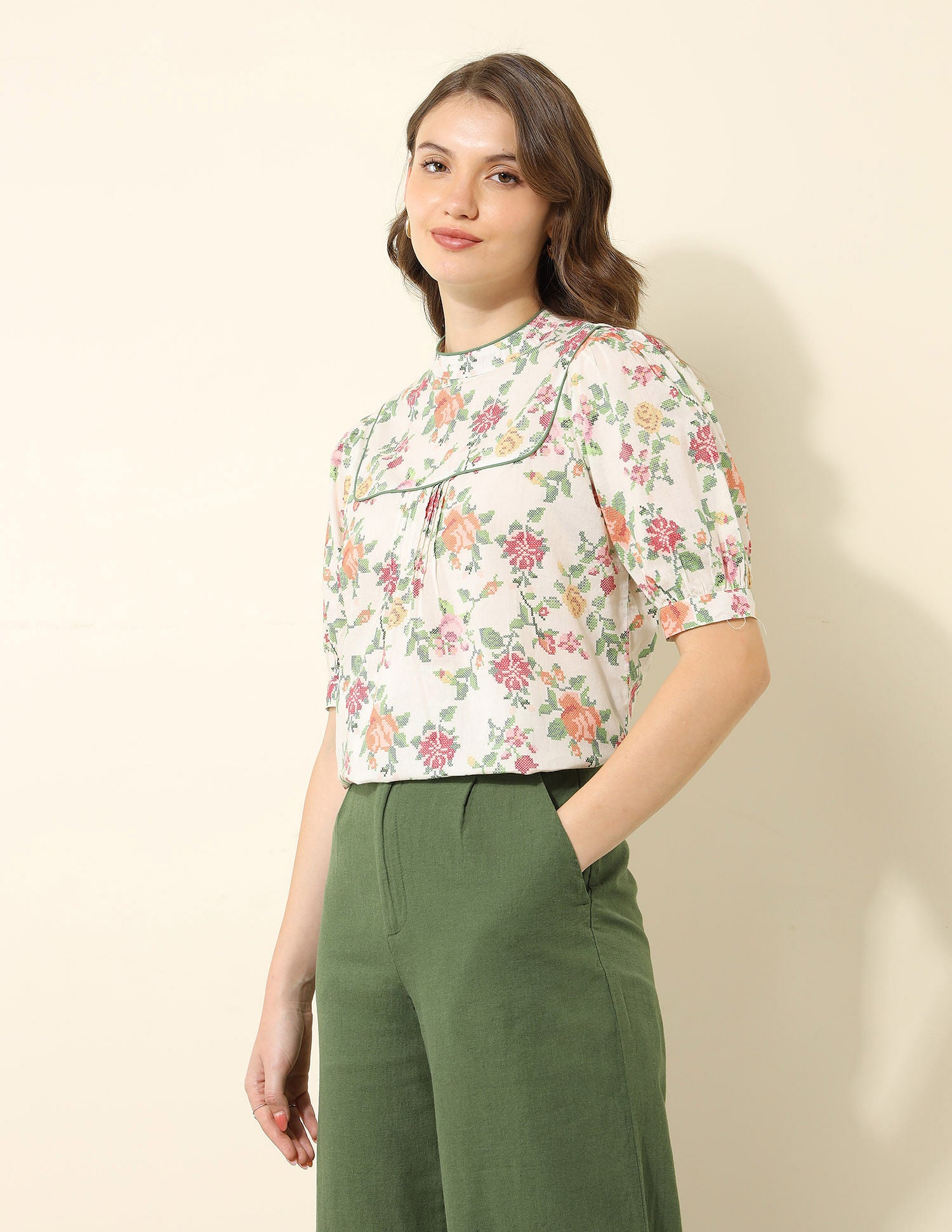 Yoke Design Floral Printed Top Multi-colour - U.S. Polo Assn. India | Large