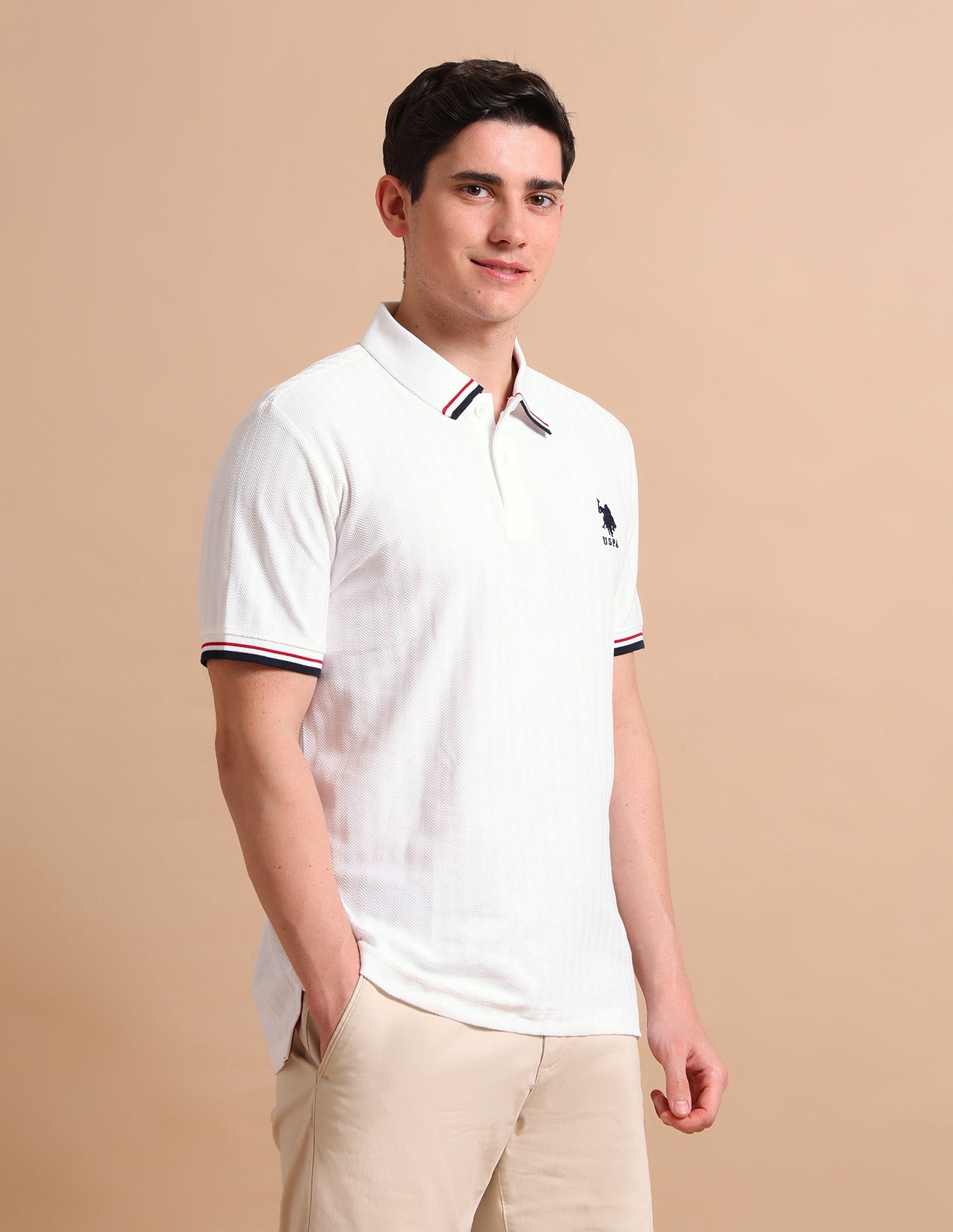 Striped Slim Fit Polo Shirt White - U.S. POLO ASSN. | Large