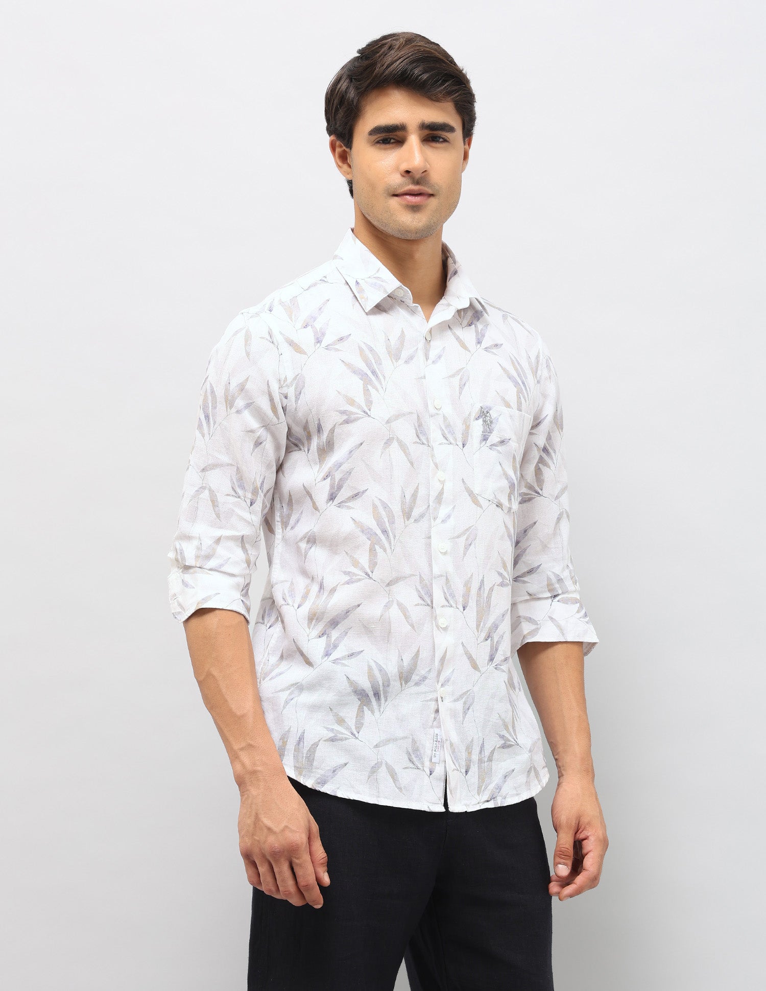 Tropical Printed Tailored Fit Shirt Grey - U.S. POLO ASSN. | Large
