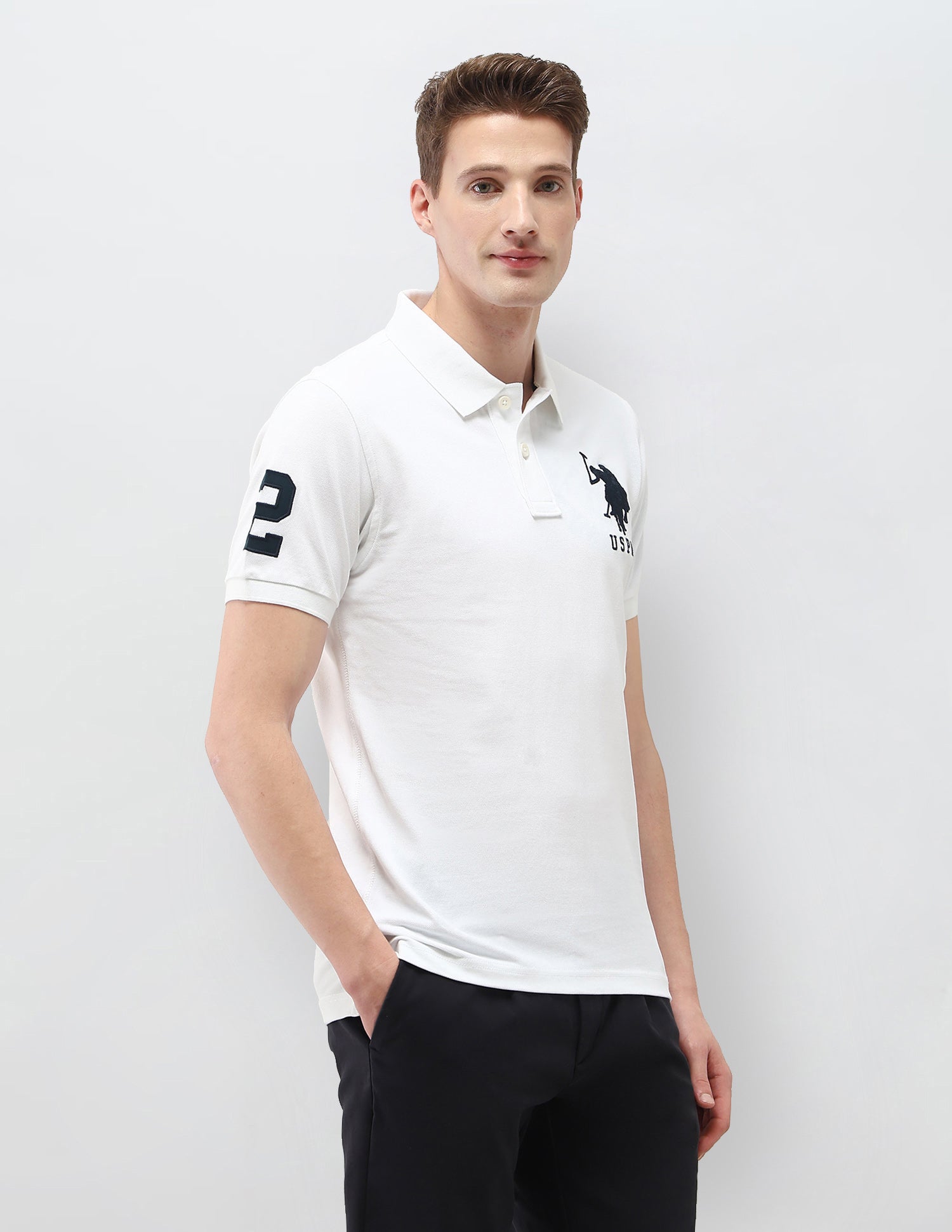 Solid Slim Fit Polo Shirt White - U.S. Polo Assn. India | Large