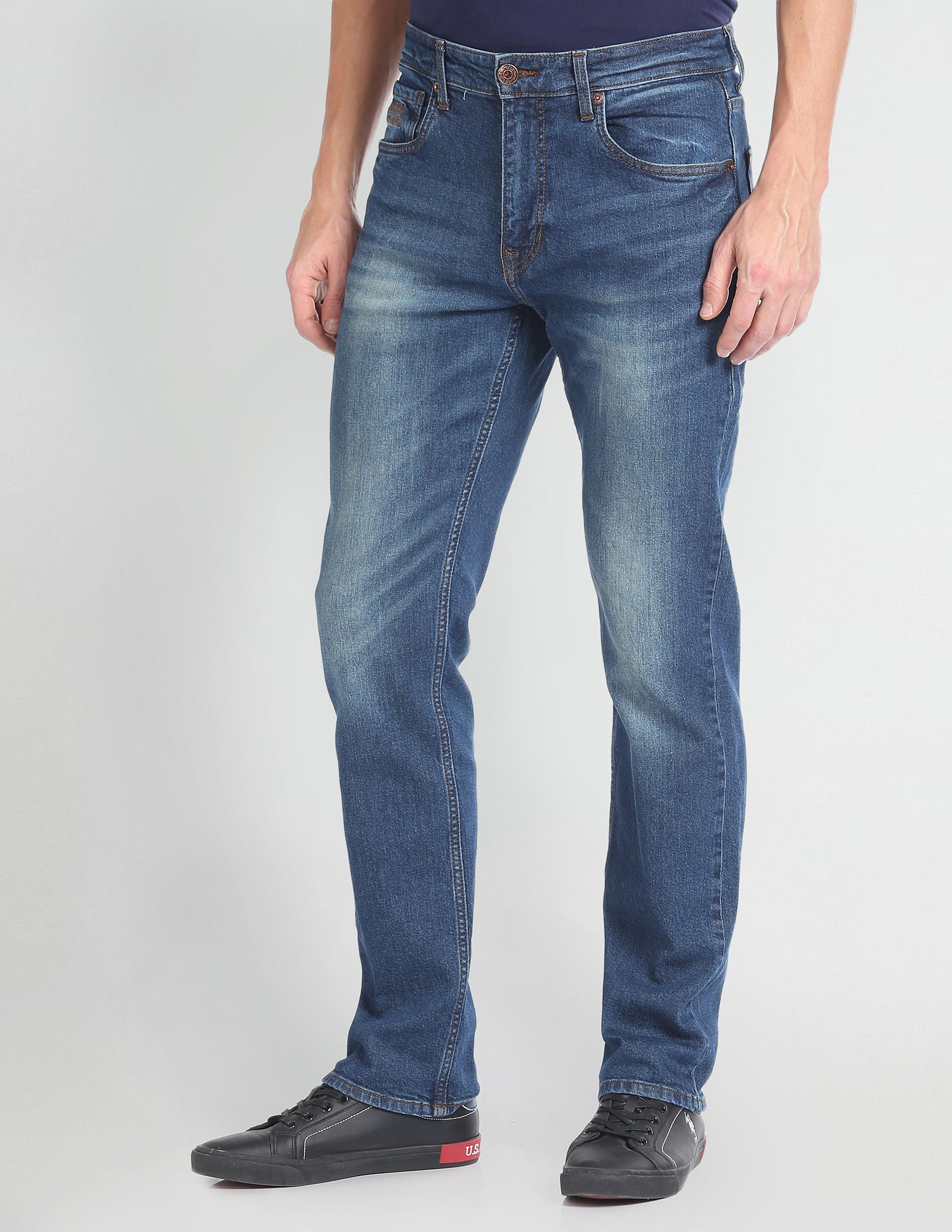 Harold Slim Straight Fit Blue Jeans Blue - U.S. Polo Assn. India | Large