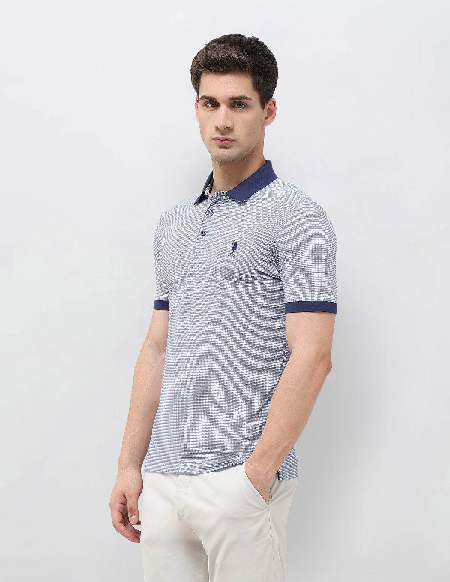 All-Over Printed Slim Fit Polo Shirt Navy - U.S. POLO ASSN. | Large