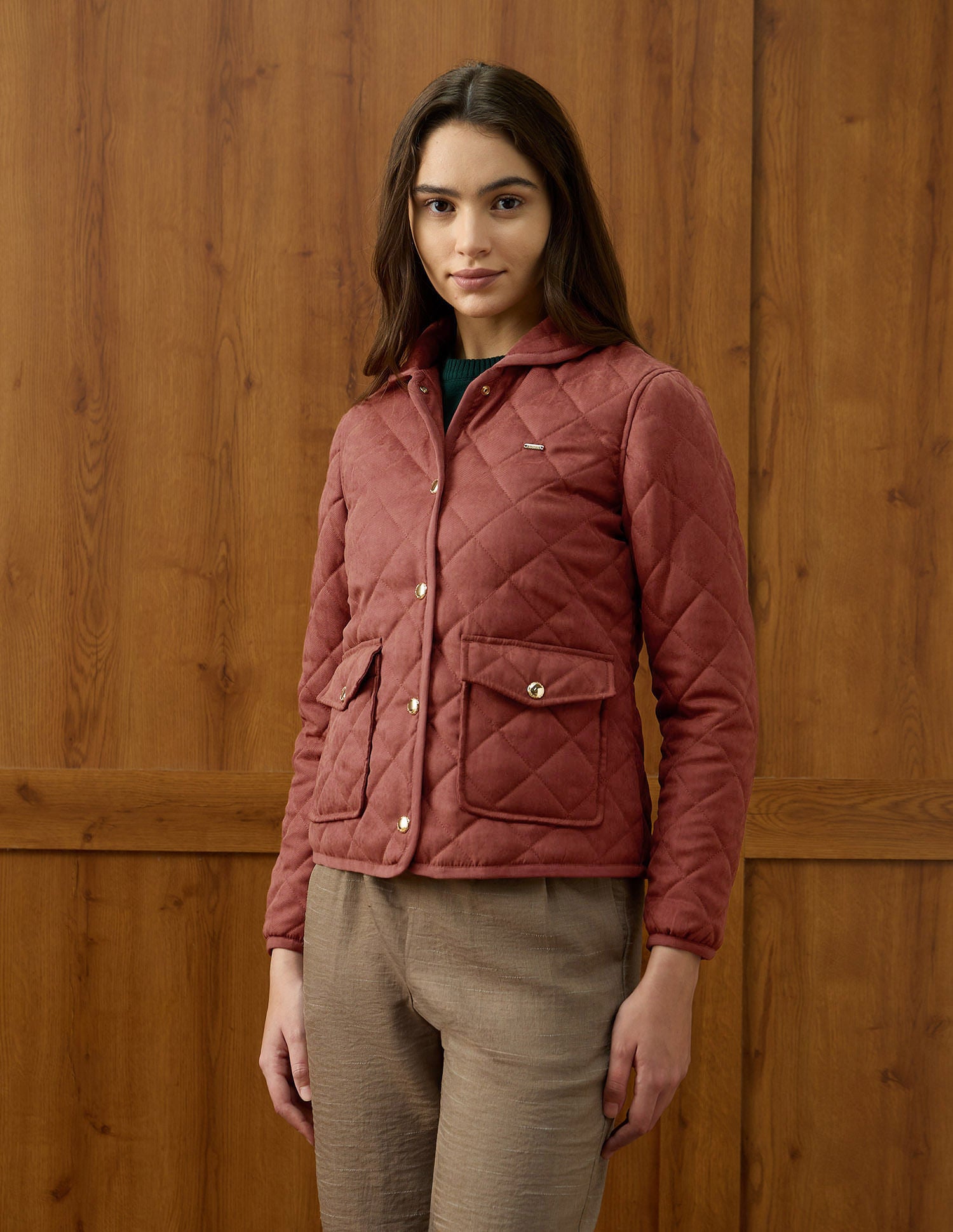 Solid Regular Fit Quilted Jacket Bronze - U.S. POLO ASSN. | Large