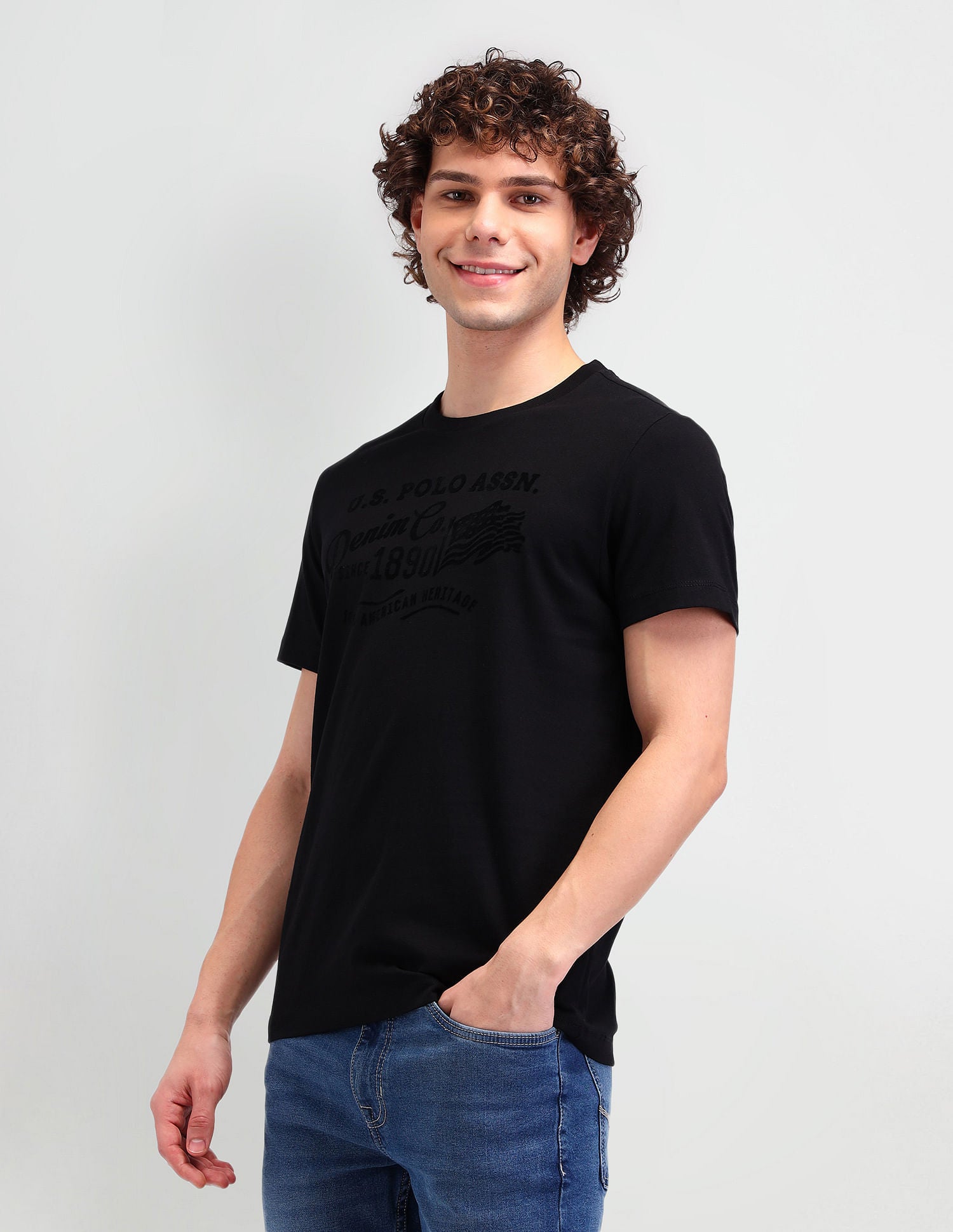 Muscle Fit Brand Print T-Shirt Dark Charcoal - U.S. POLO ASSN. | Large