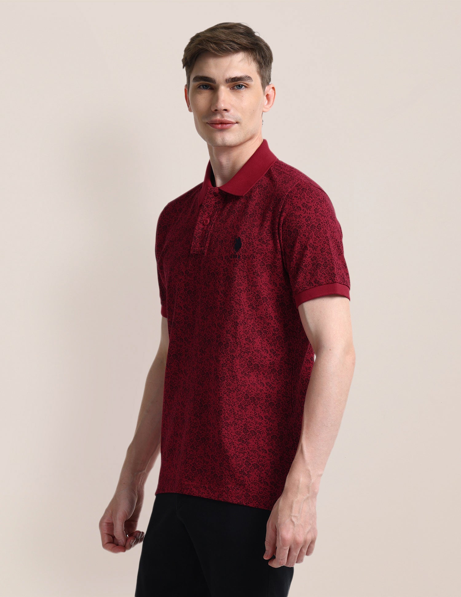 Floral Slim Fit Polo Shirt Red - U.S. POLO ASSN. | Large