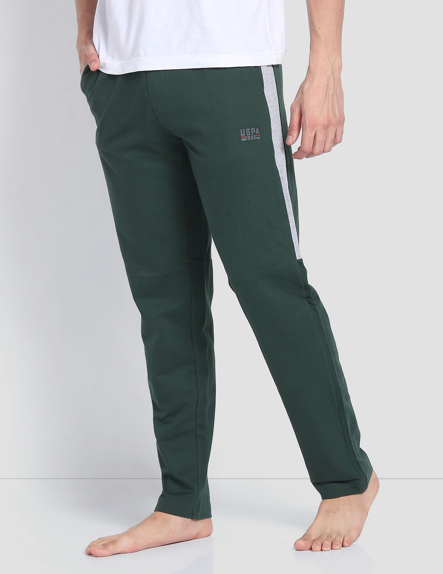 Men Mid Rise Cotton OR001 Track Pants Green - U.S. POLO ASSN. | Large