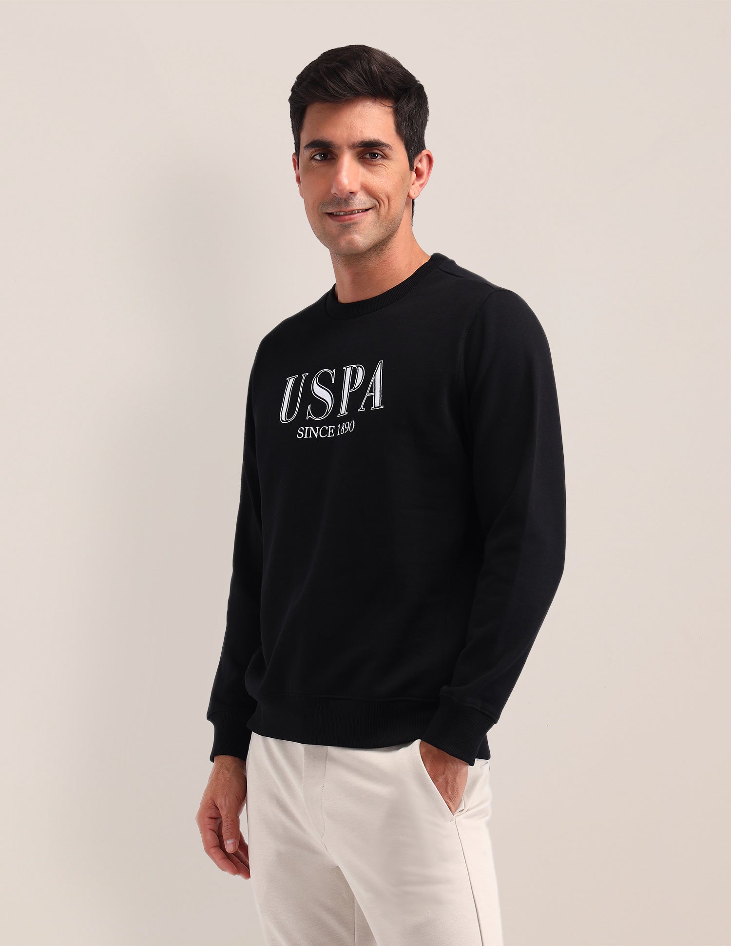 Brand Printed Regular Fit Sweatshirt Black - U.S. POLO ASSN. | Large