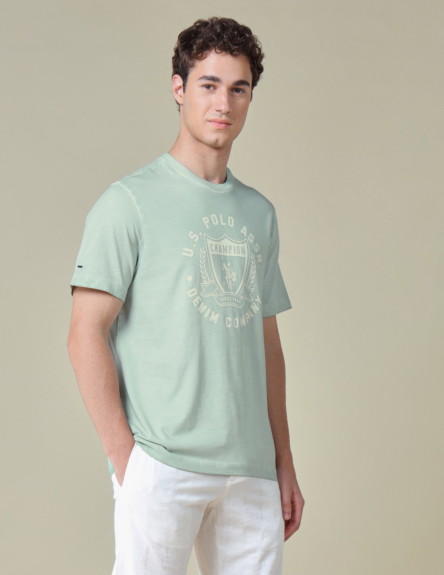 Graphic Brand Printed Relaxed Fit T-Shirt Green - U.S. Polo Assn. India | Large