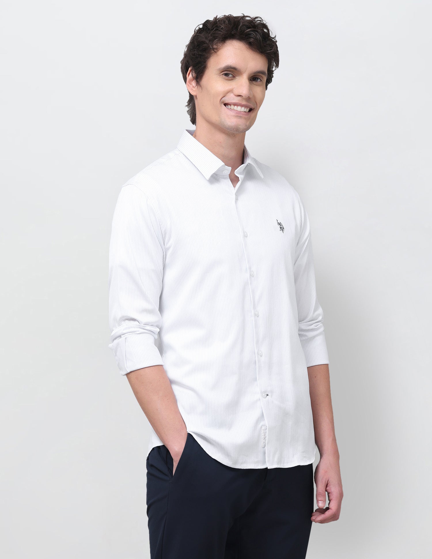 Pinstriped Regular Fit Shirt Blue - U.S. Polo Assn. India | Large