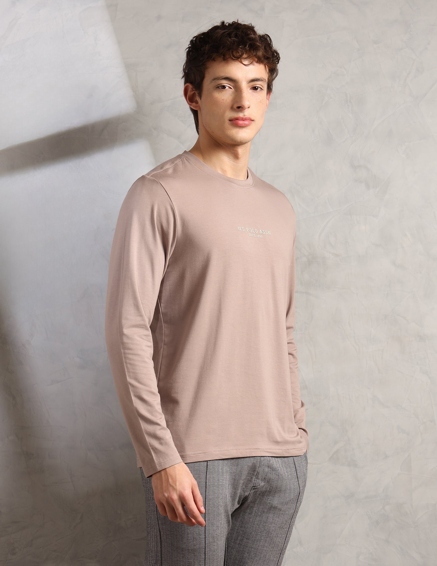 Brethable Full Sleeve PE006-PL Lounge T-Shirt - Pack Of 1 Stucco - U.S. Polo Assn. India | Large
