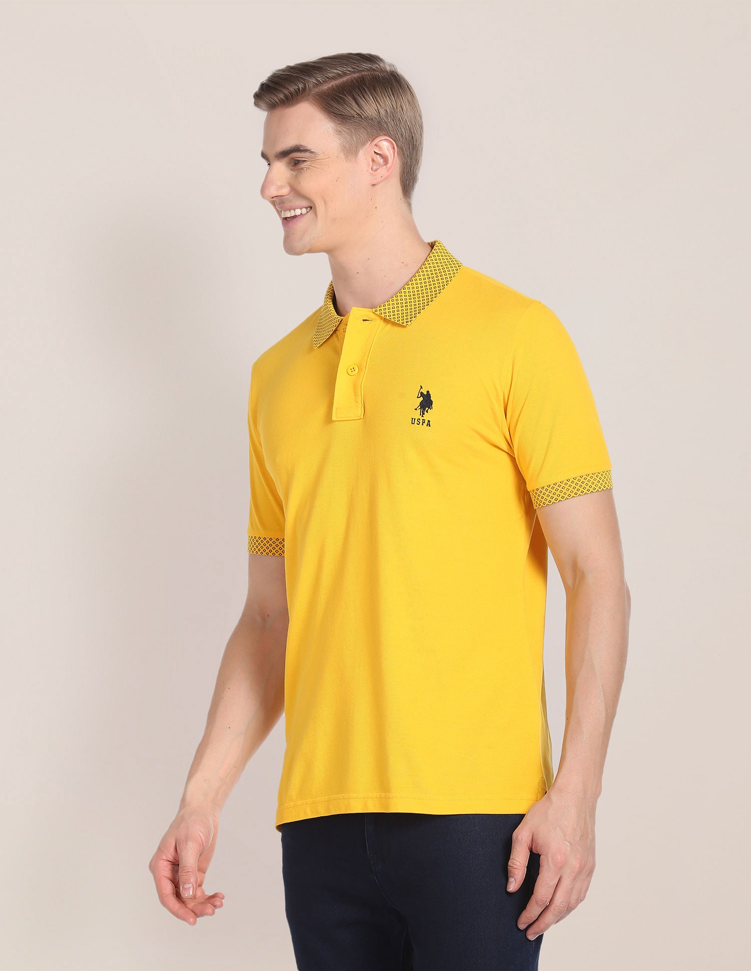 Solid Cotton Polo Shirt Yellow - U.S. Polo Assn. India | Large