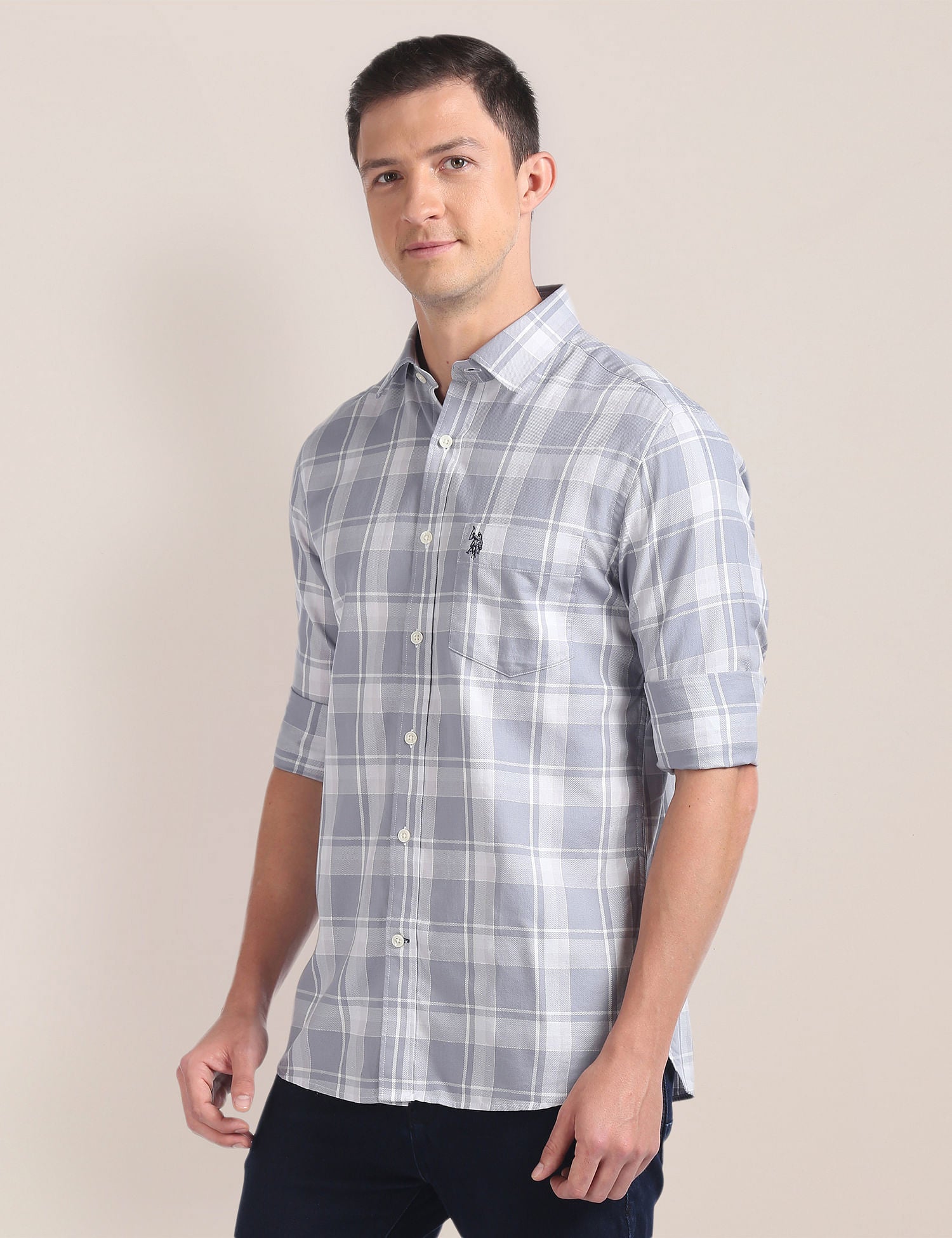 Tartan Check Dobby Shirt Grey - U.S. Polo Assn. India | Large