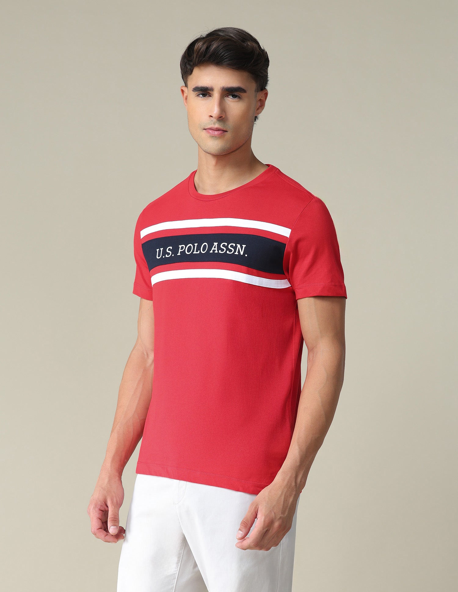 Brand Embroidered Cotton T-Shirt Red - U.S. POLO ASSN. | Large
