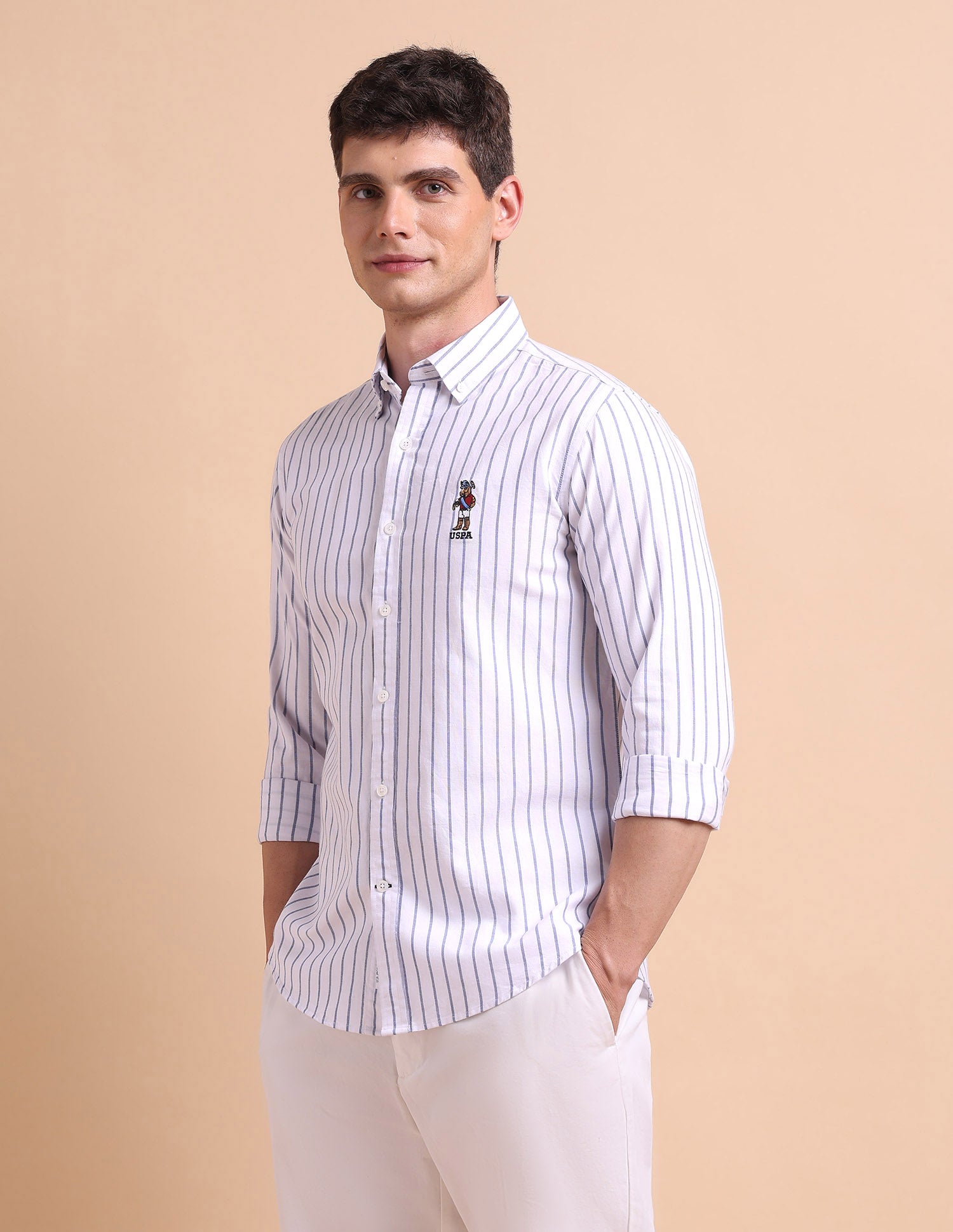 Tailored Fit Vertical Striped Shirt Blue - U.S. POLO ASSN. | Large