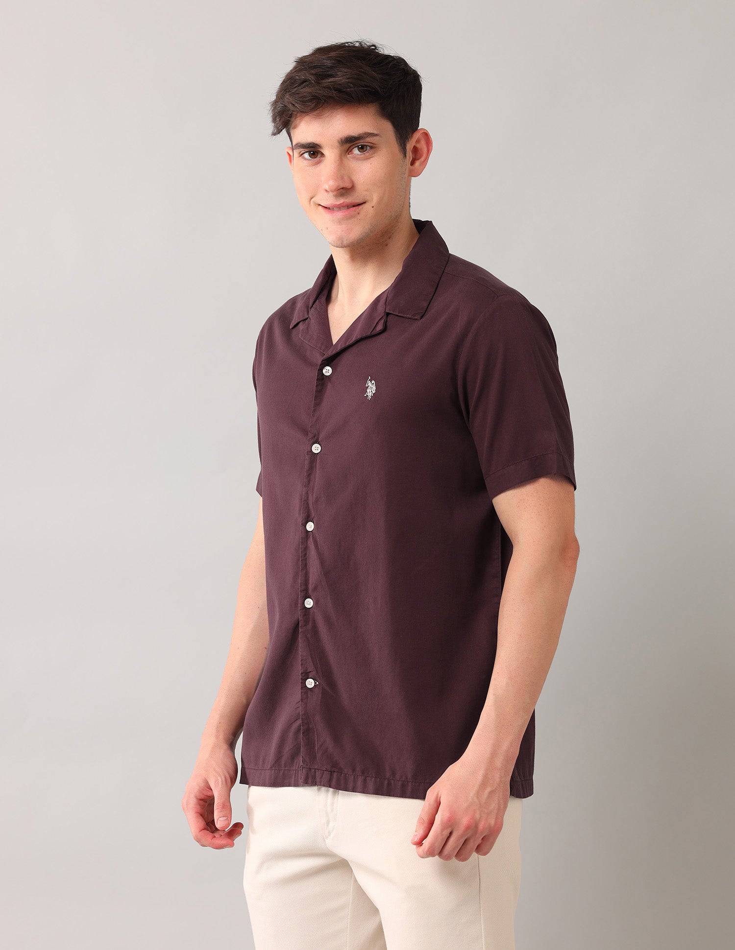 Solid Relaxed Fit Shirt Maroon - U.S. Polo Assn. India | Large
