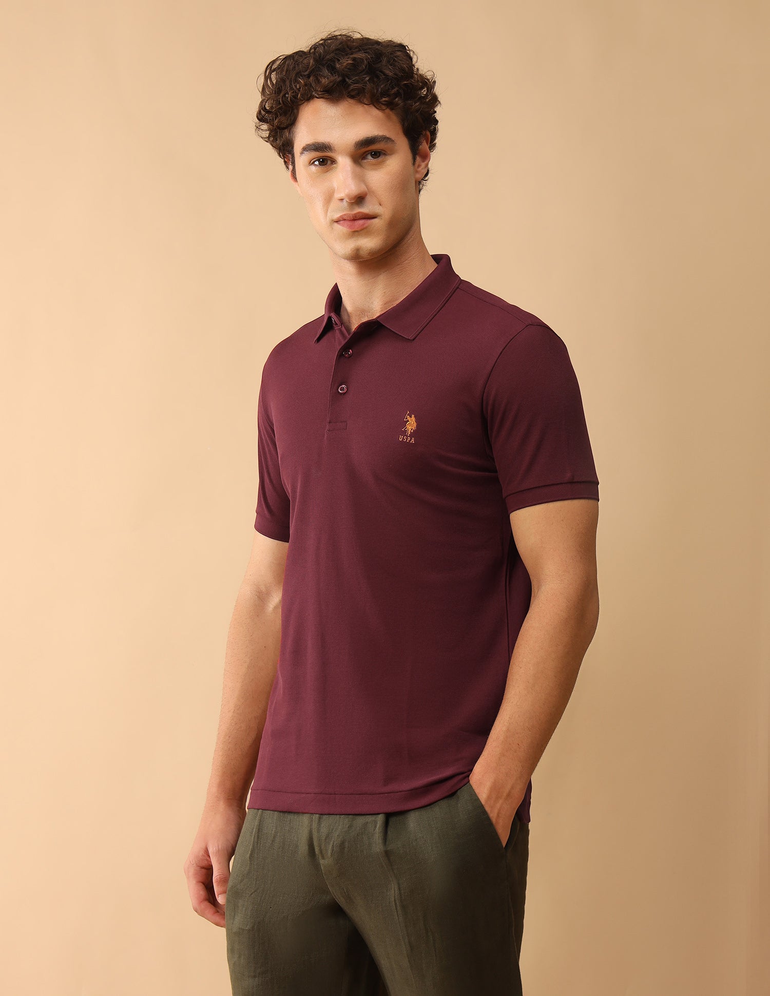 Pacho X Slim Fit Solid Polo Shirt Maroon - U.S. Polo Assn. India | Large