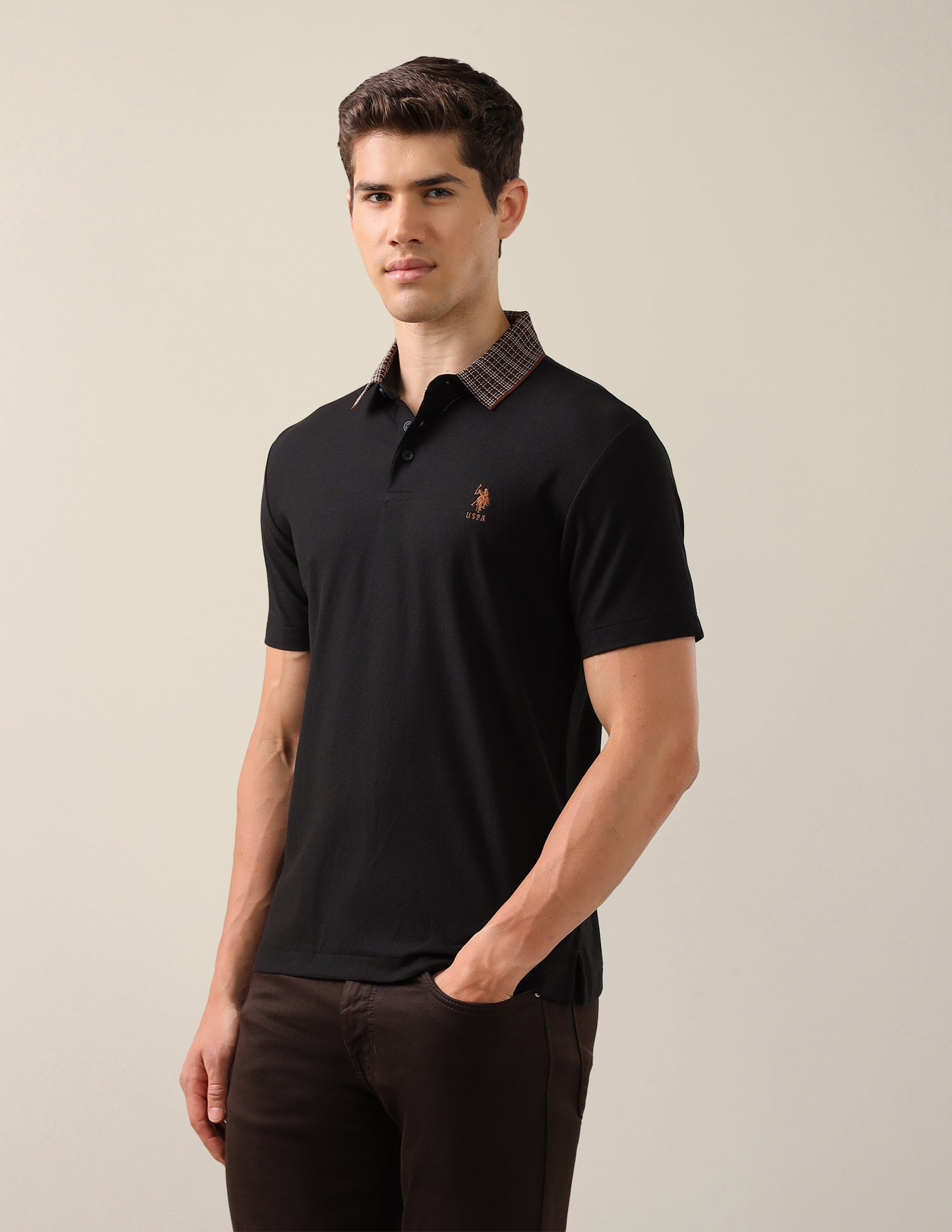 Solid Slim Fit Polo Shirt Black - U.S. Polo Assn. India | Large