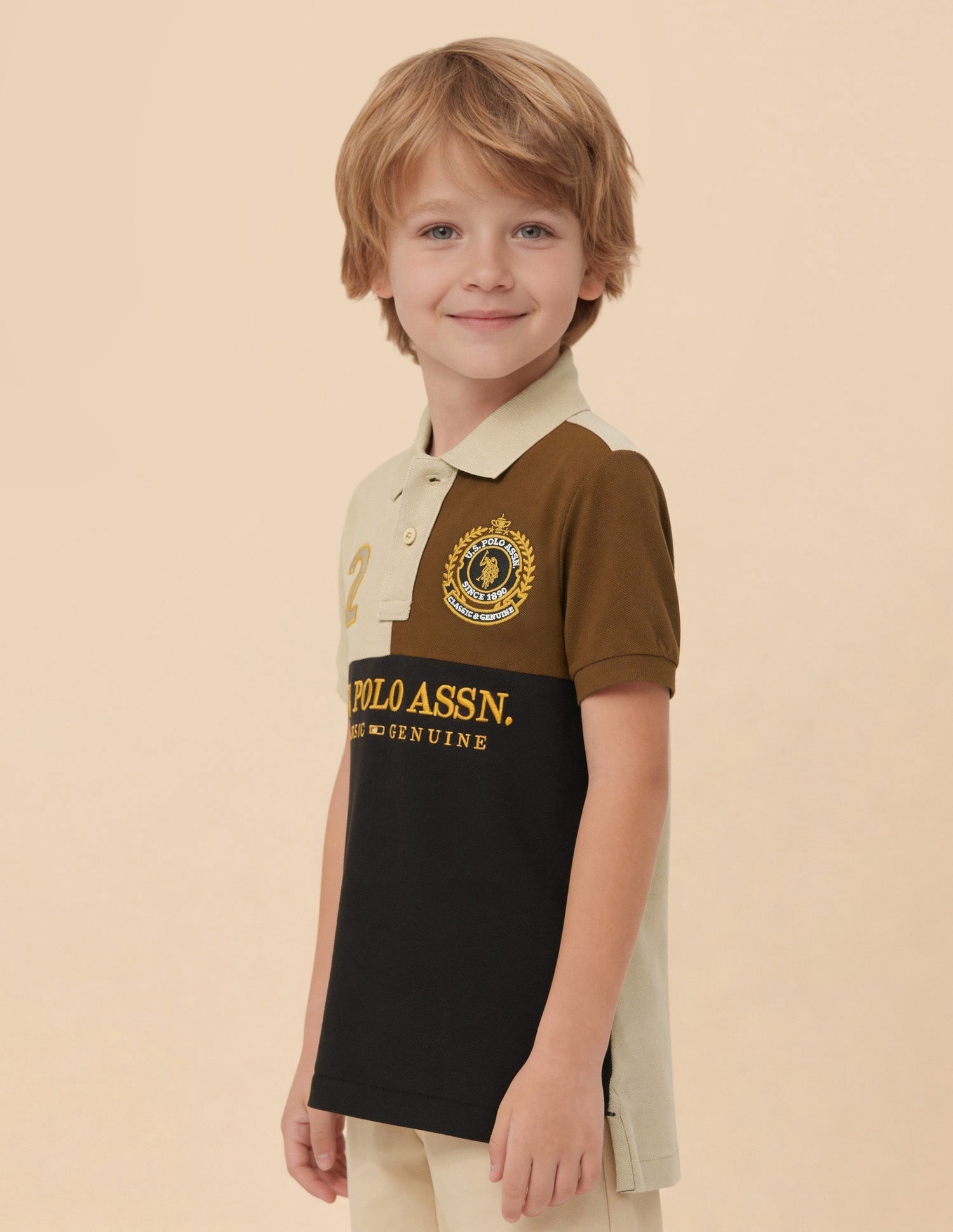 Colorblock Brand Embroidered Regular Fit Polo Shirt Beige - U.S. Polo Assn. India | Large