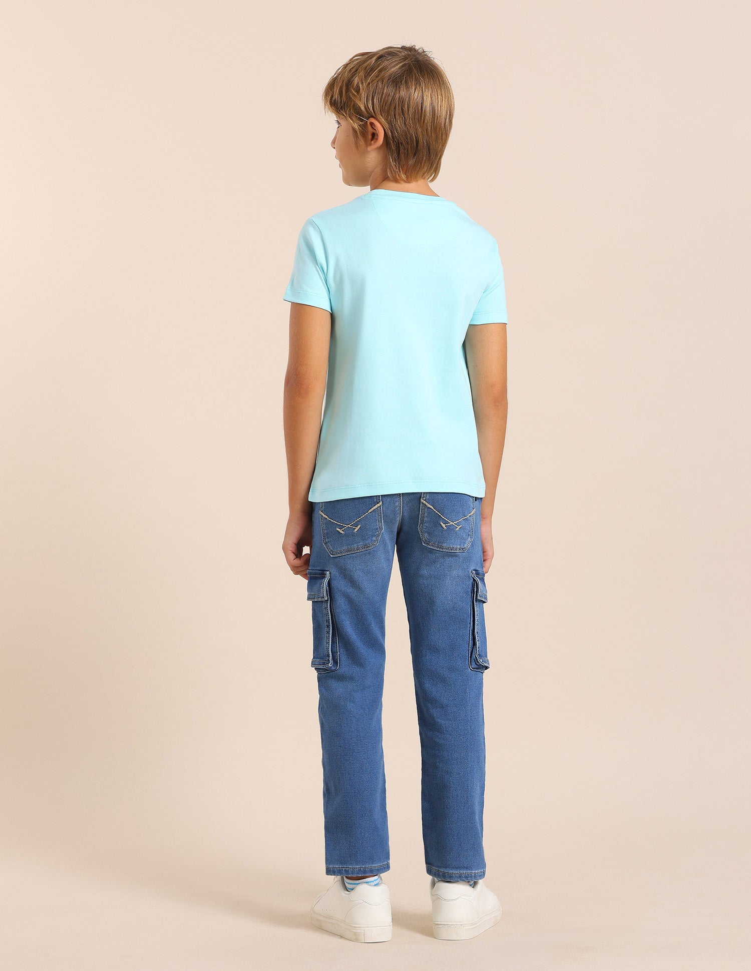 Boys Solid Regular Fit T-Shirt Light Blue - U.S. POLO ASSN. | Large