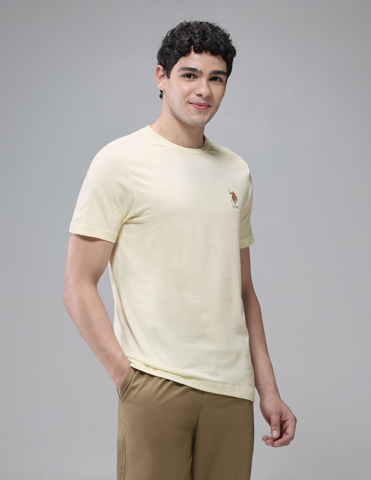 Pure Cotton Comfort Fit I633 Lounge T-Shirt - Pack Of 1 Off White - U.S. Polo Assn. India | Large
