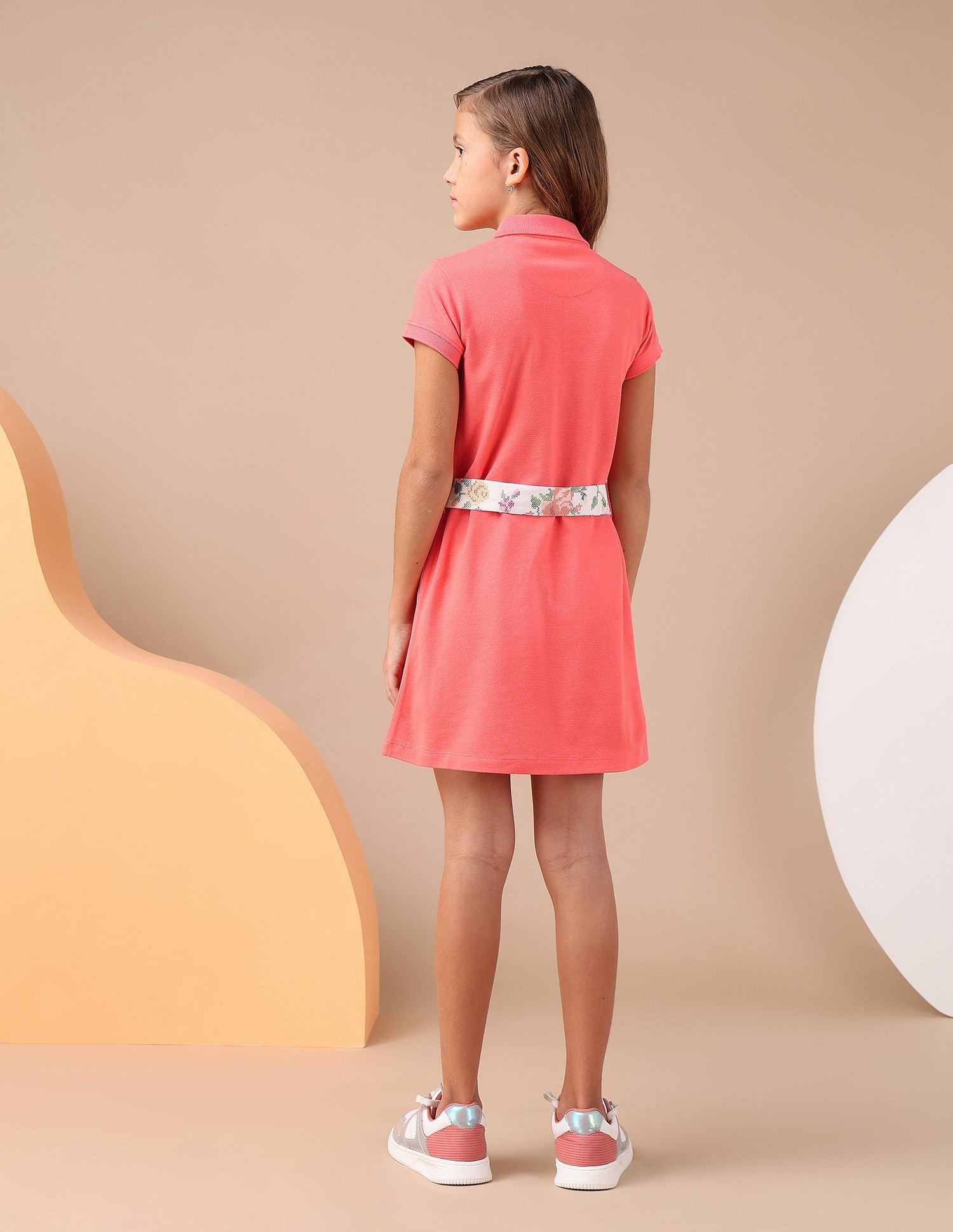 Girls Solid A Line Polo Dress Coral - U.S. POLO ASSN. | Large
