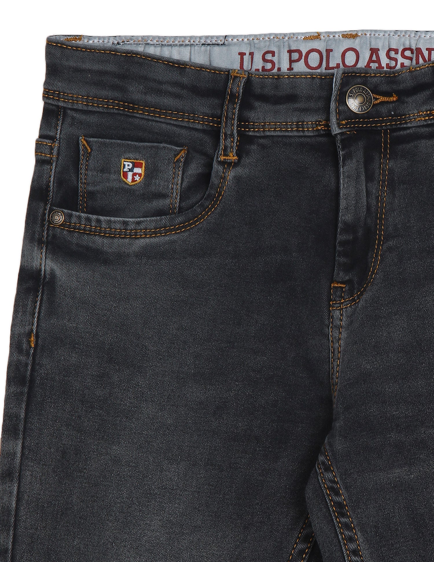 Boys Black Slim Fit Faded Jeans Black - U.S. POLO ASSN. | Large