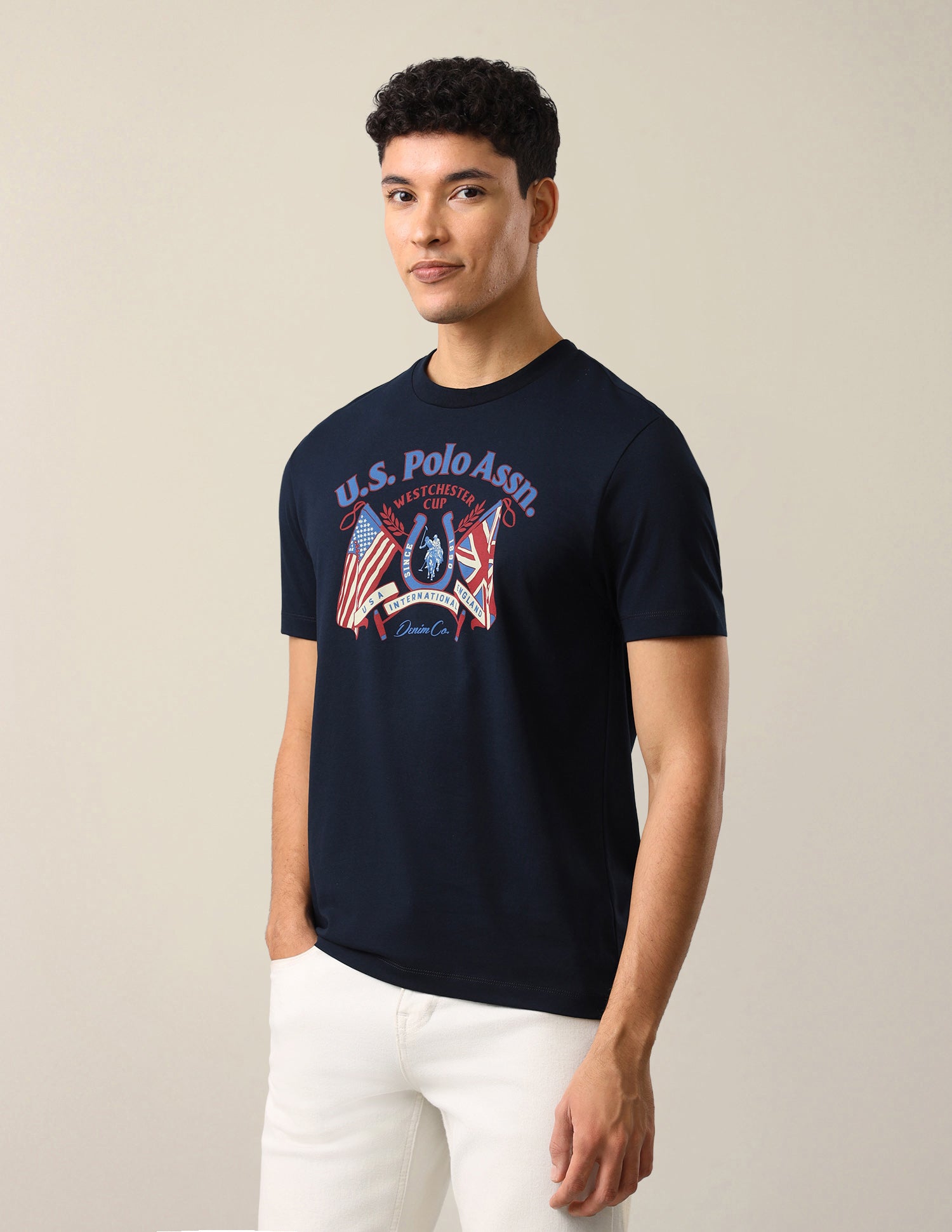 Graphic Brand Printed Slim Fit T-Shirt Navy - U.S. Polo Assn. India | Large