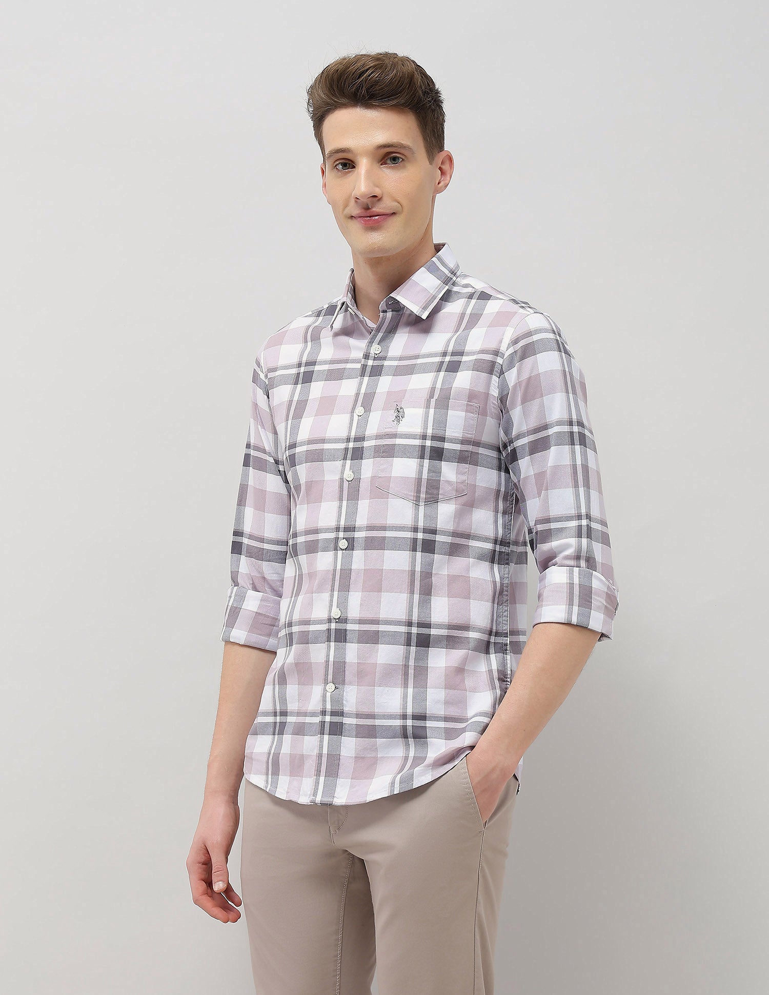 Casa De Campo Regular Fit Shirt Pink - U.S. Polo Assn. India | Large