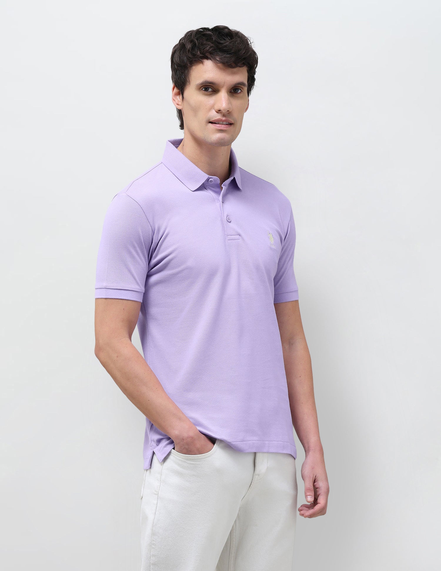 Solid Slim Fit Polo Shirt Purple - U.S. Polo Assn. India | Large