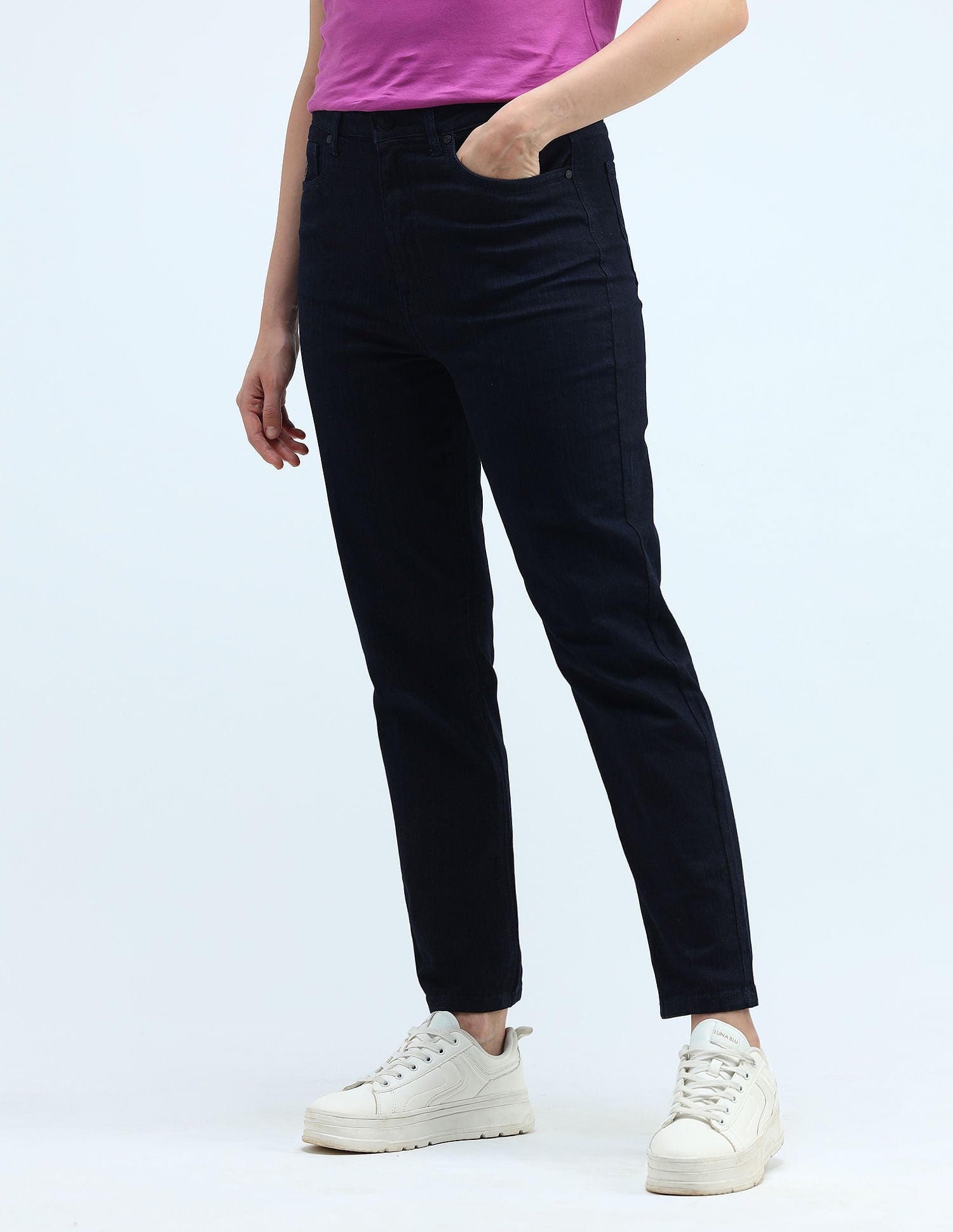 High Rise Mom Fit Jeans Dark Blue - U.S. POLO ASSN. | Large