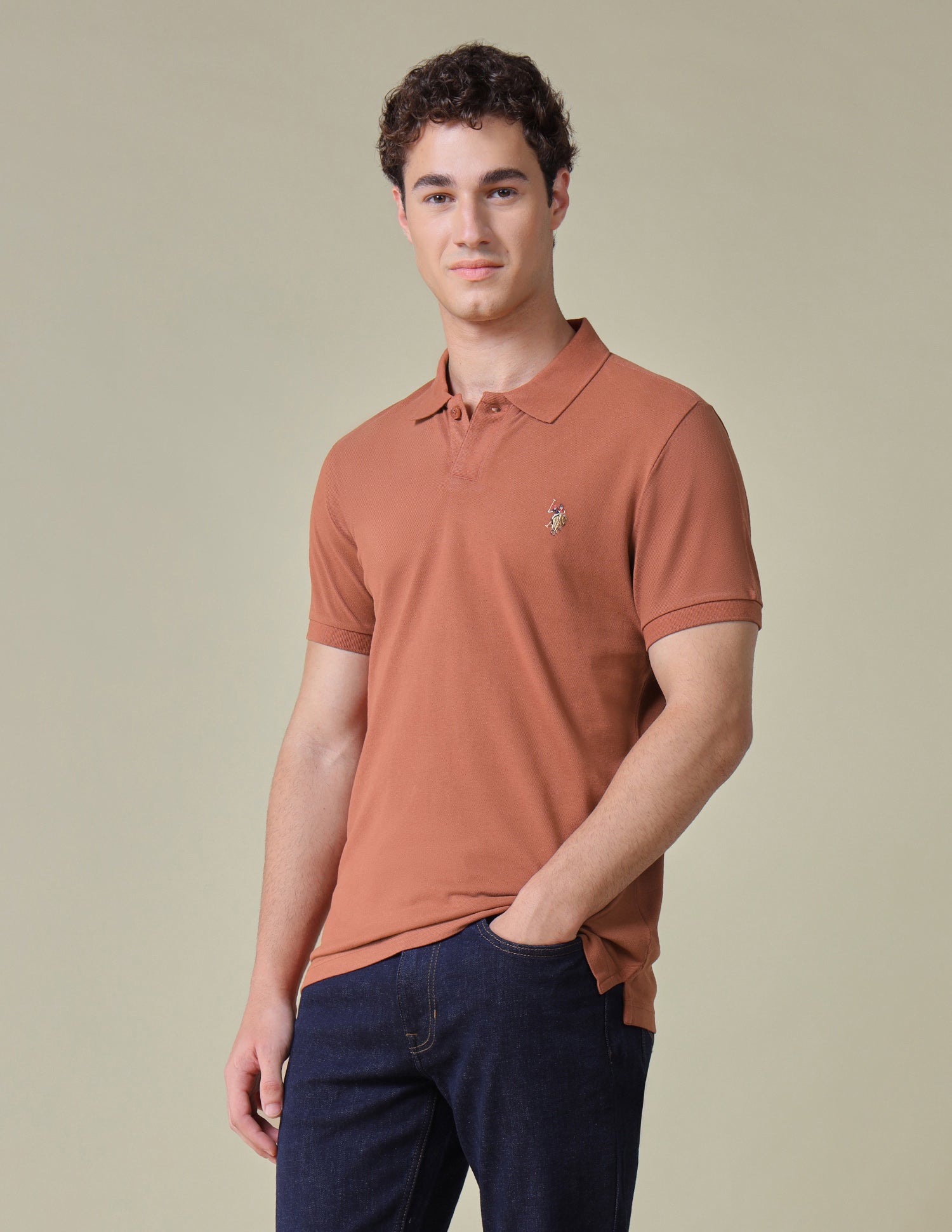 Solid Regular Fit Polo Shirt Rust - U.S. Polo Assn. India | Large