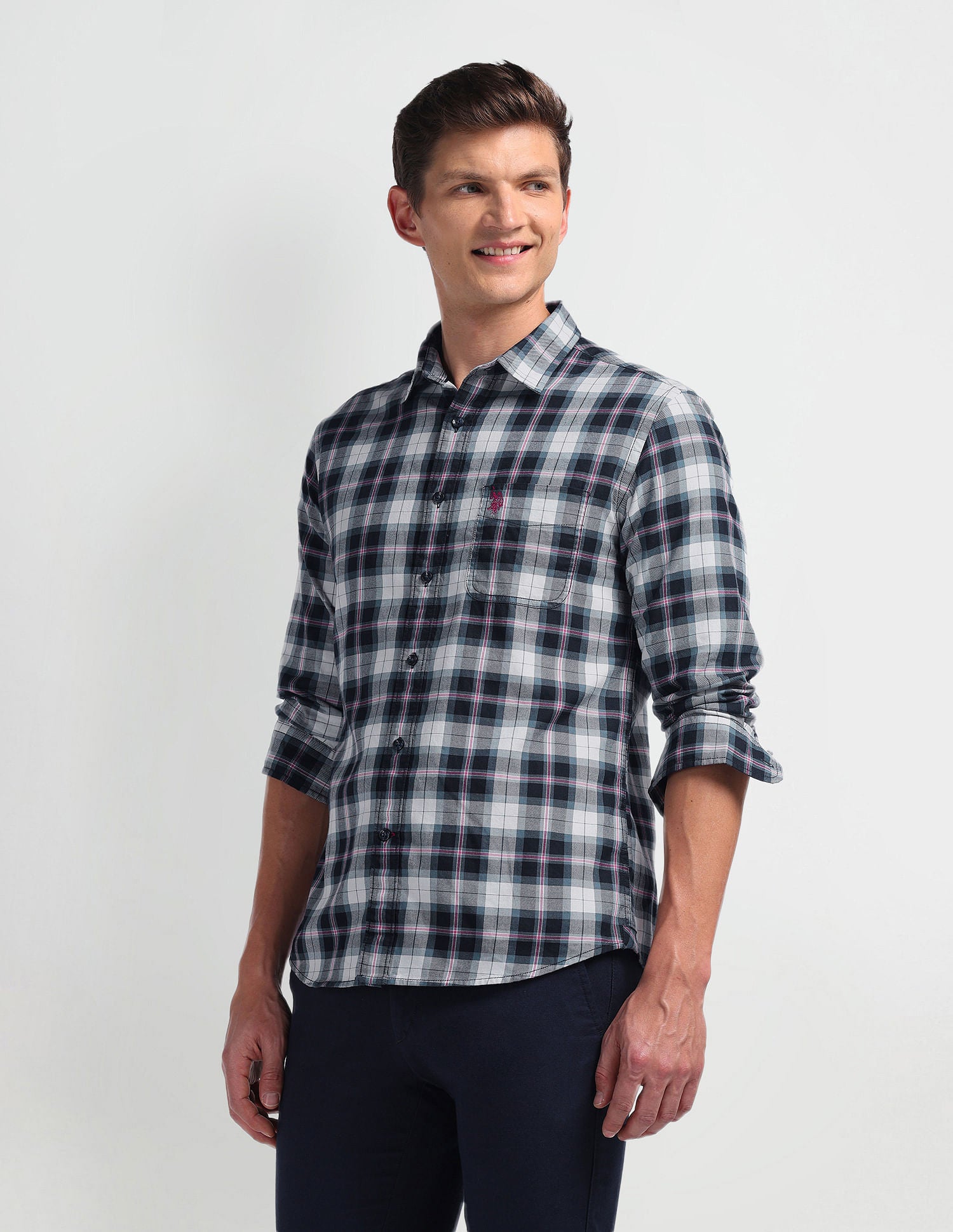 Plaid Check Slim Fit Shirt Navy - U.S. Polo Assn. India | Large