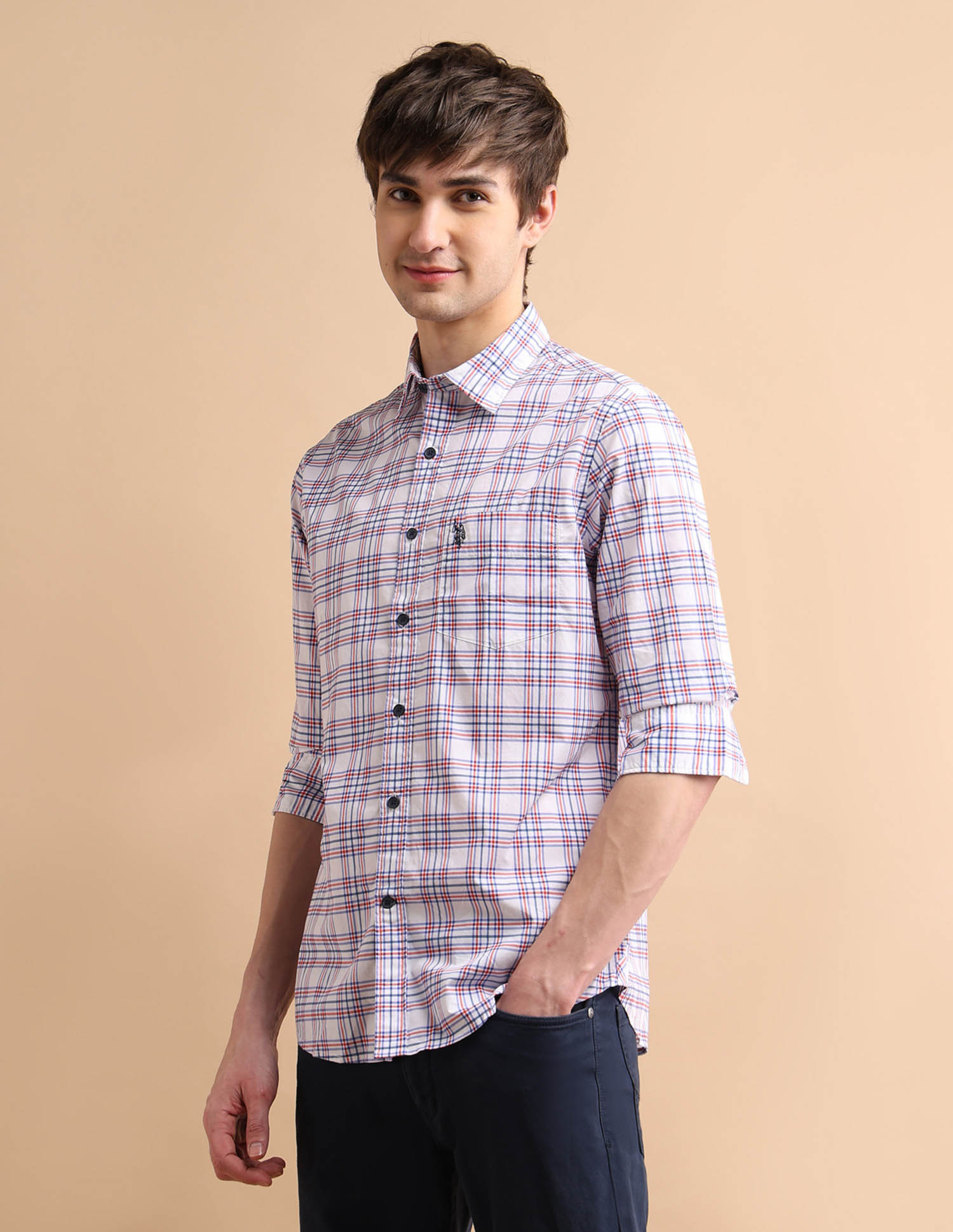 Tartan Twill Shirt White - U.S. POLO ASSN. | Large