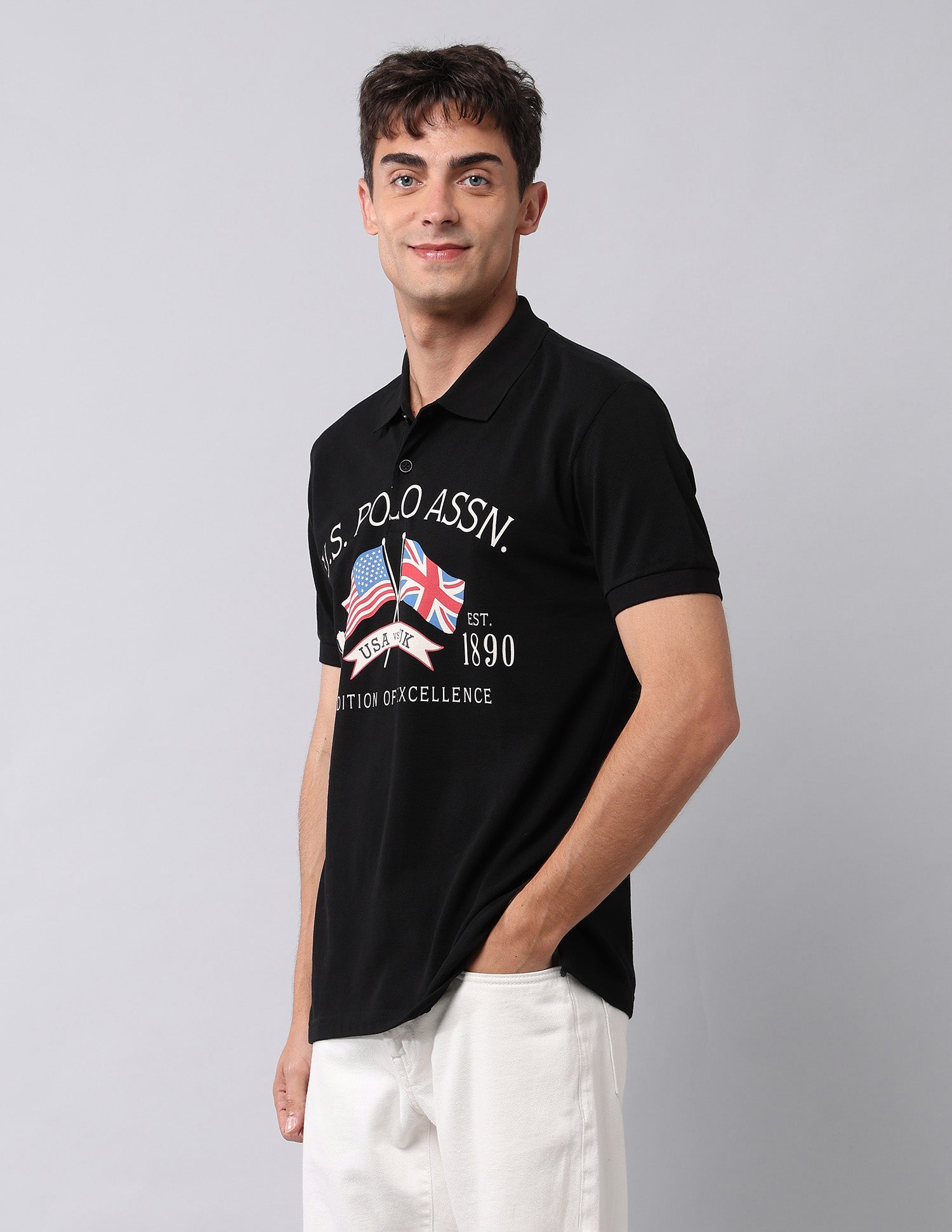 Graphic Printed Muscle Fit Polo Shirt Black - U.S. POLO ASSN. | Large