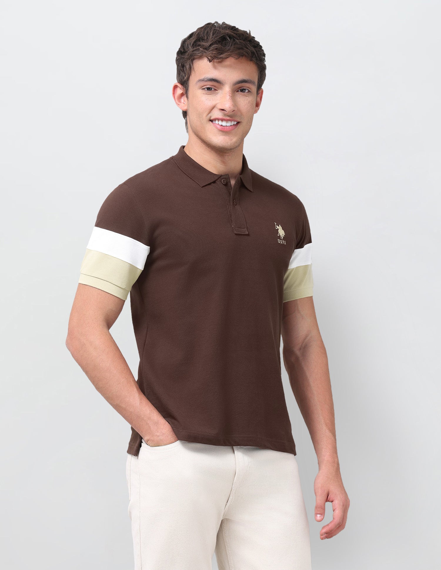 Solid Regular Fit Polo Shirt Dark Brown - U.S. Polo Assn. India | Large