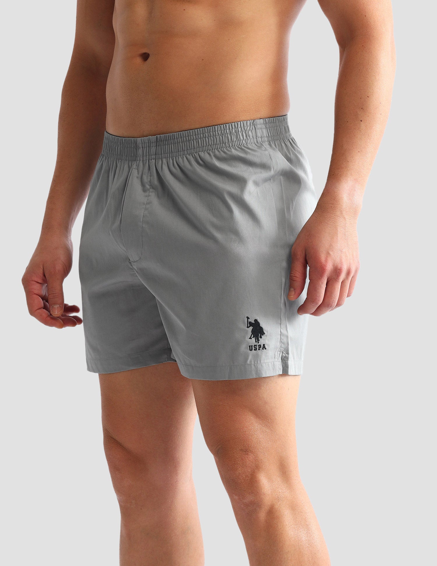 Solid Cotton OEX07 Boxers - Pack Of 1 Neutral Grey - U.S. POLO ASSN. | Large