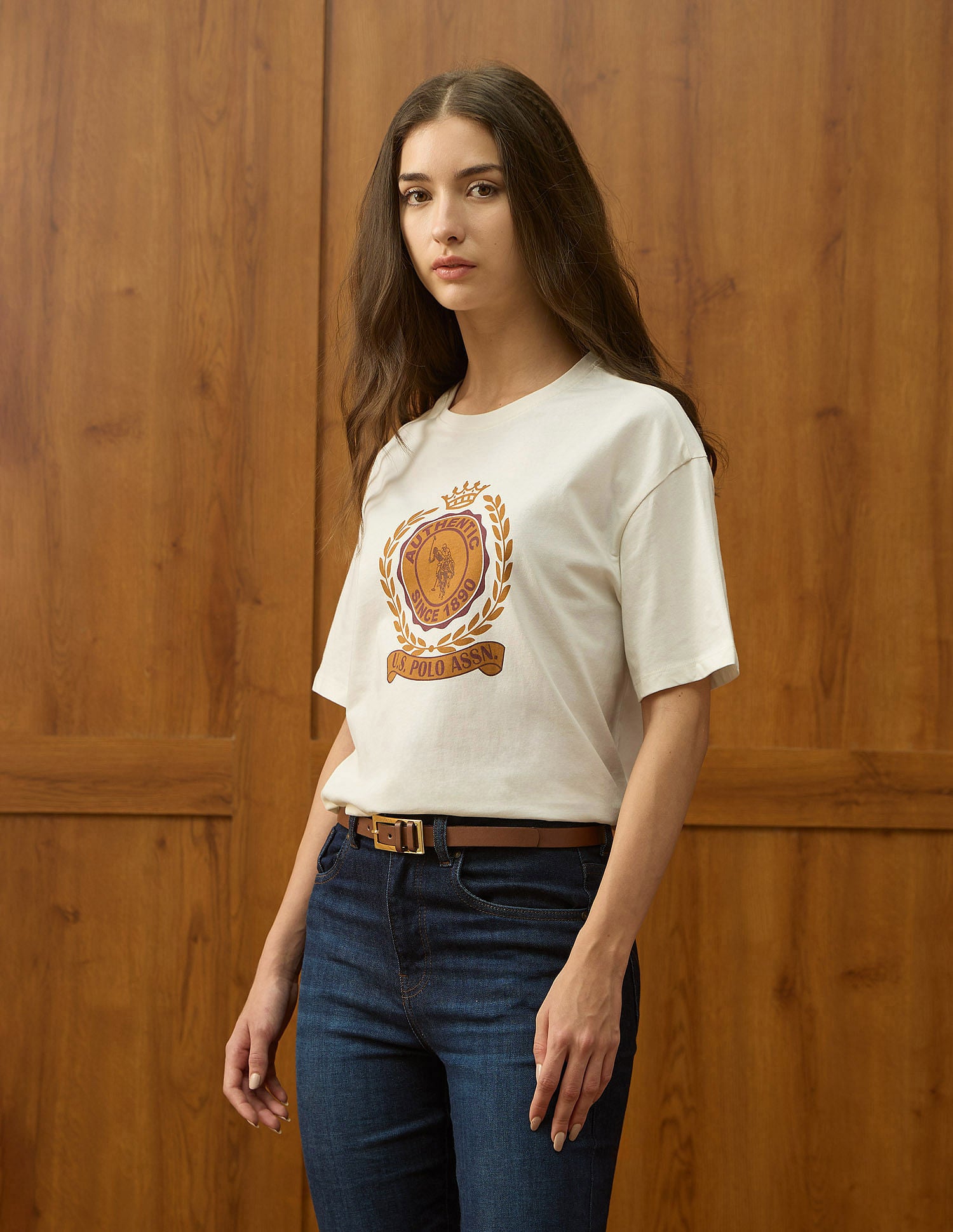 Oversized Fit Brand Printed T-Shirt Off White - U.S. POLO ASSN. | Large