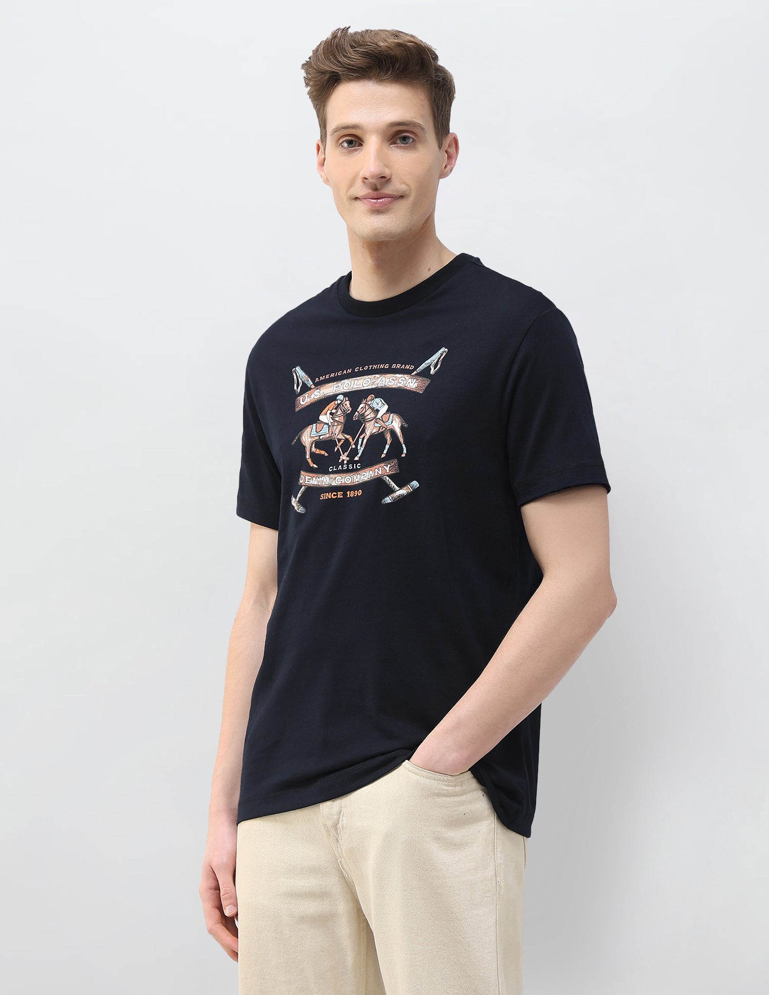 Motel On The Coast Muscle Fit T-Shirt Navy - U.S. Polo Assn. India | Large